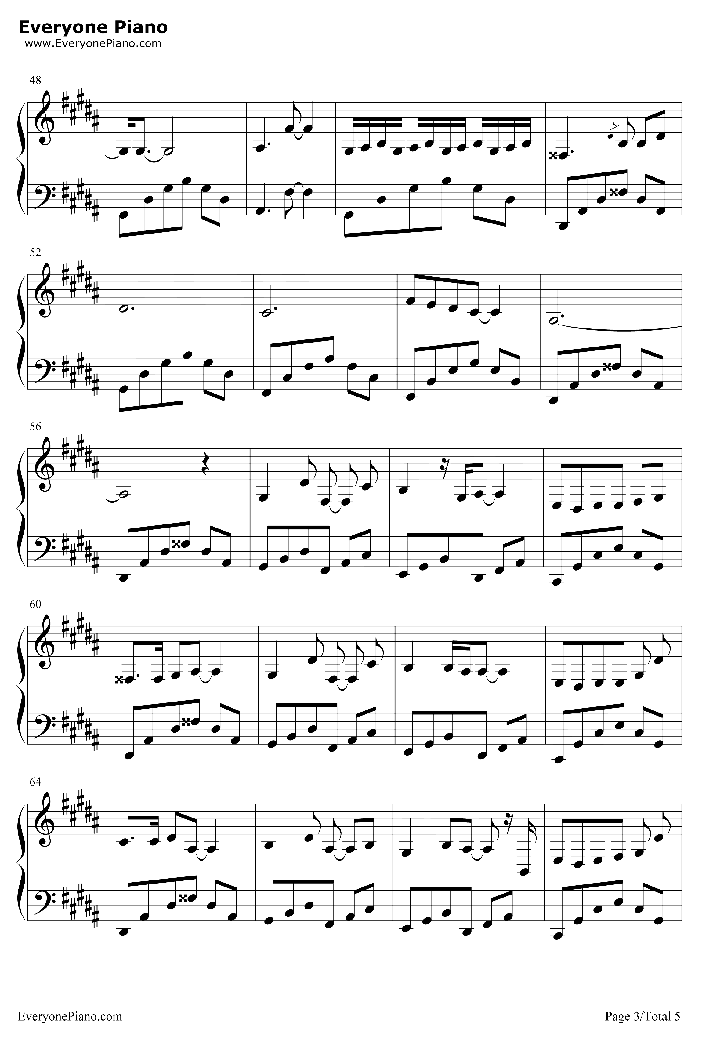 今后我与自己流浪钢琴谱-张碧晨-哪吒之魔童降世片尾曲3