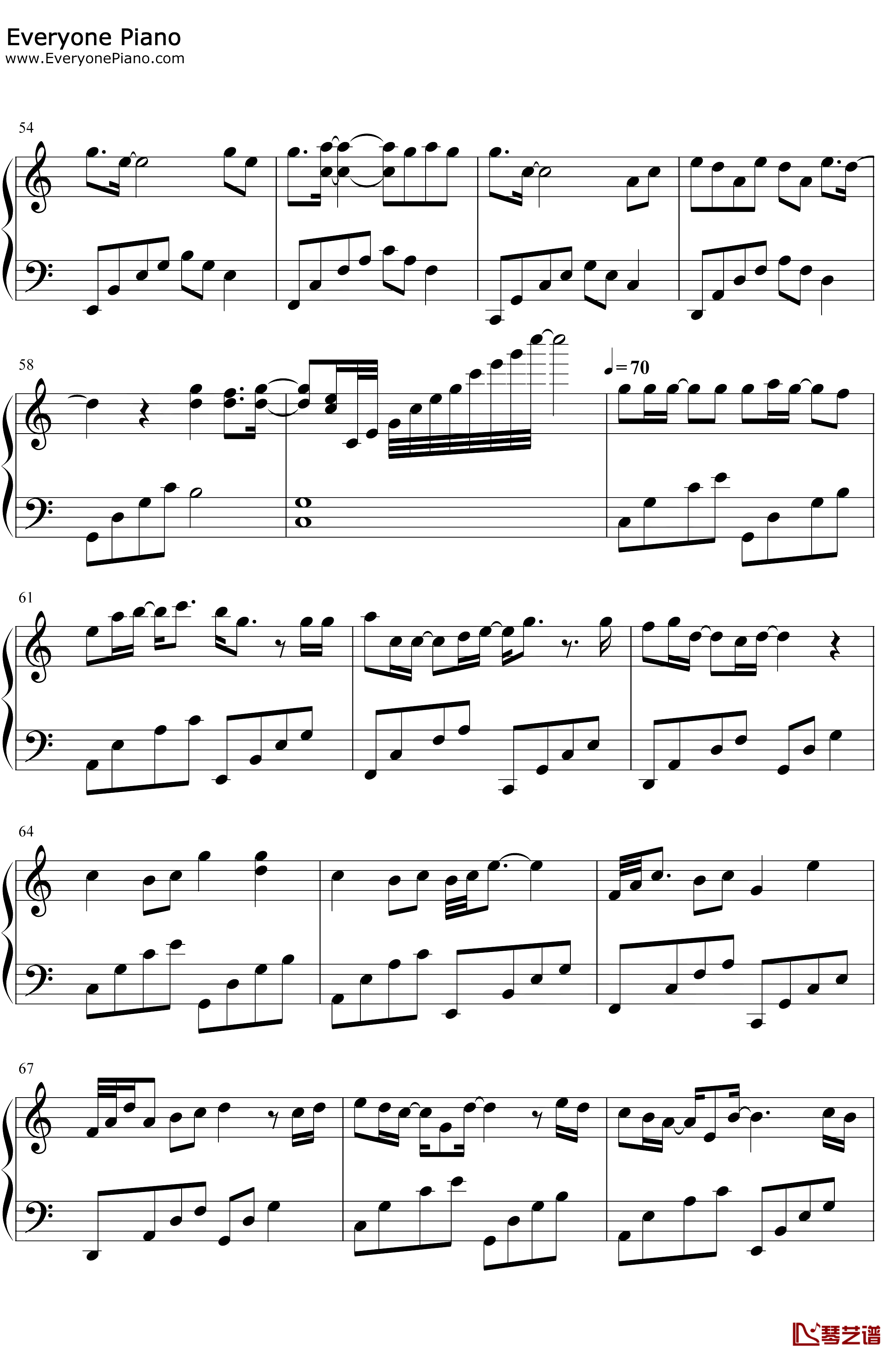 卡农与流行曲串烧钢琴谱-未知-无缝衔接完美版4
