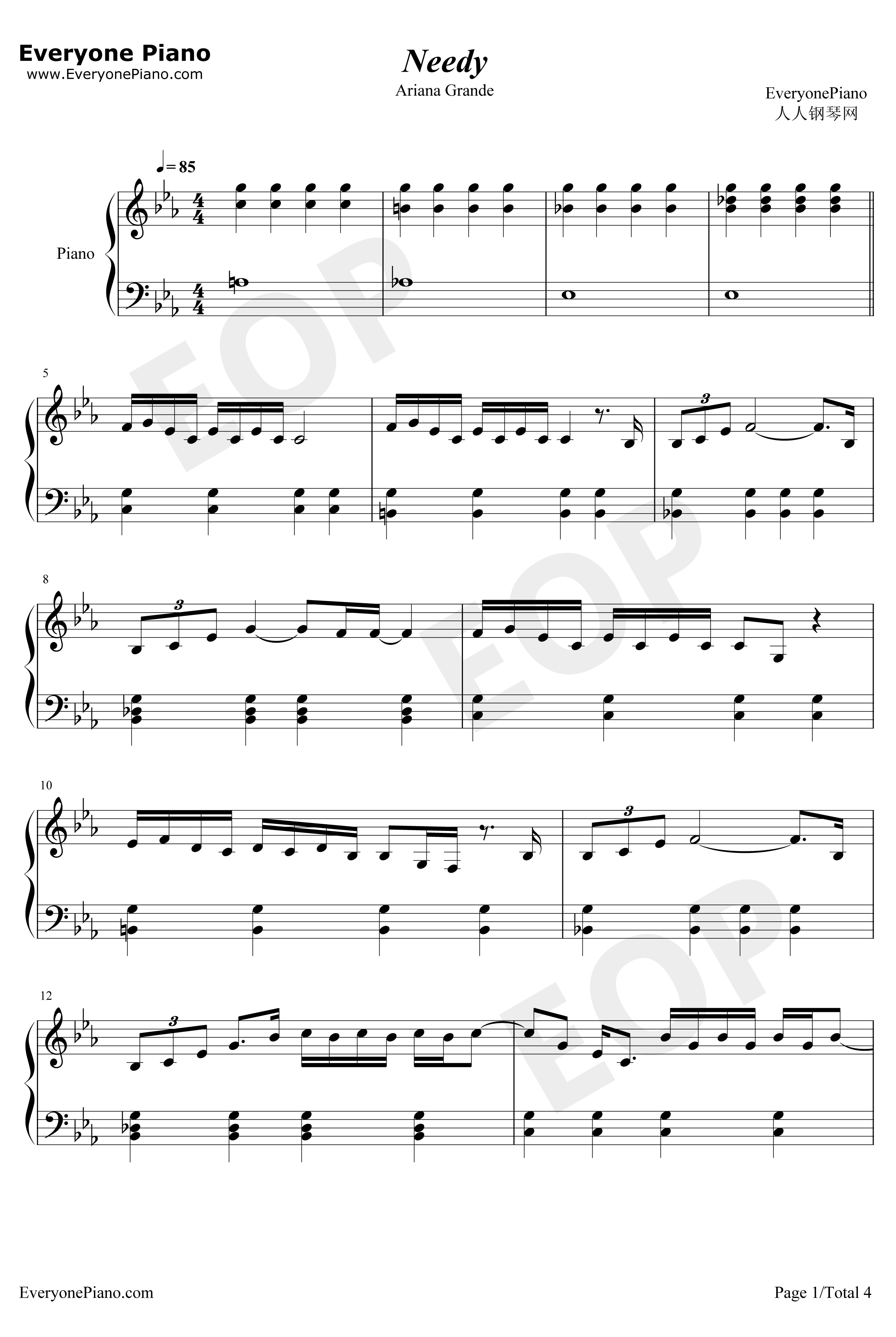 Needy钢琴谱-Ariana Grande1