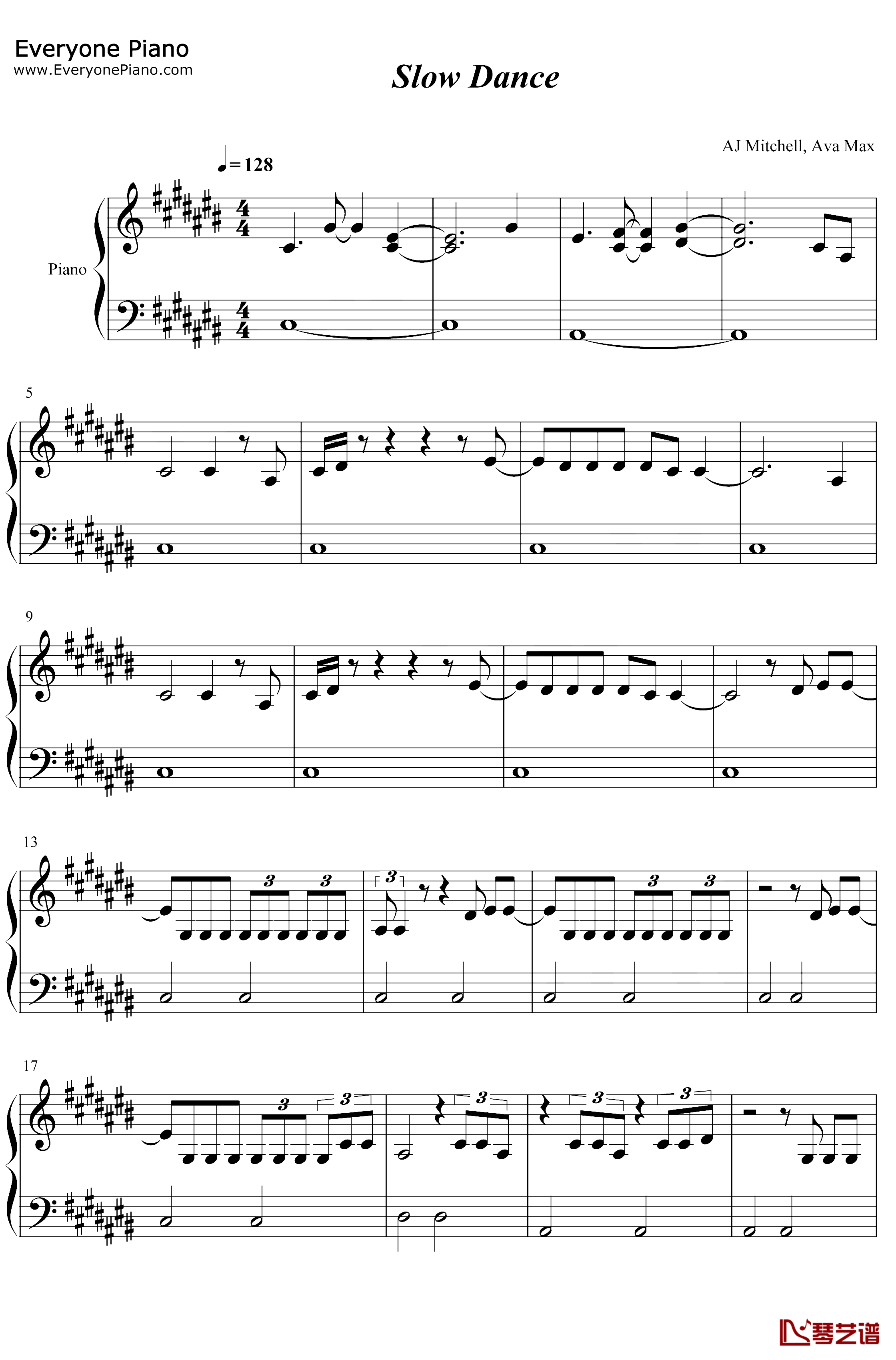 SlowDance钢琴谱-AJMitchellAvaMax-AJMitchellftAvaMax1