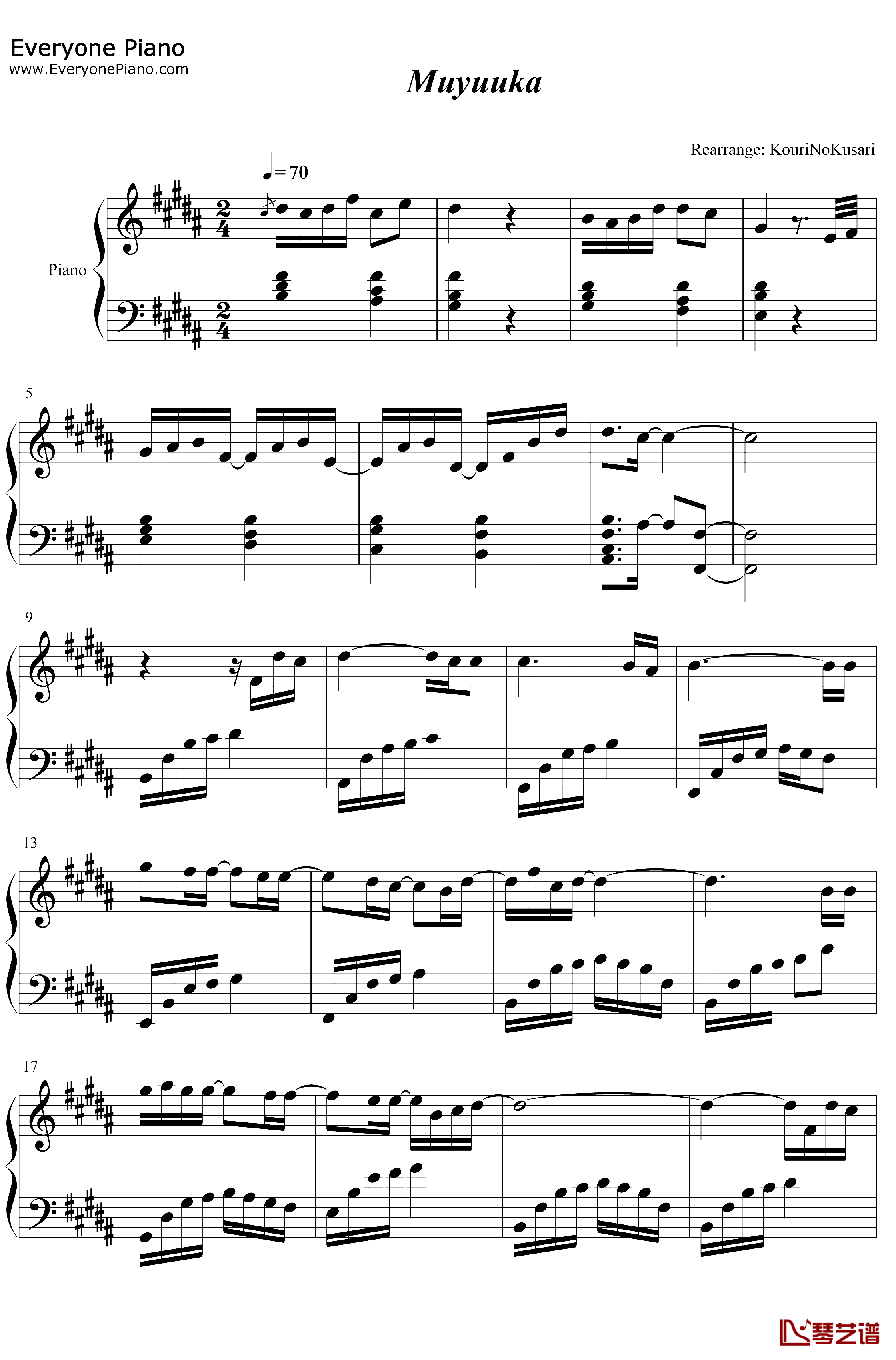 Muyuuka钢琴谱 RURUTIAルルティア1