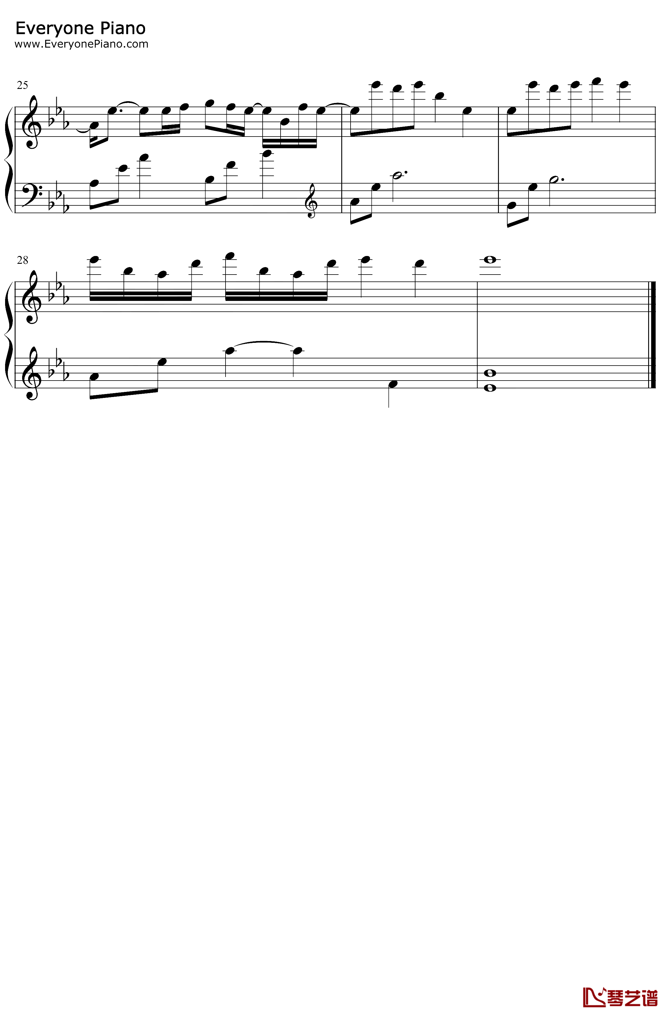 奏钢琴谱-雨宫天-かなで-简单版一周的朋友ED3