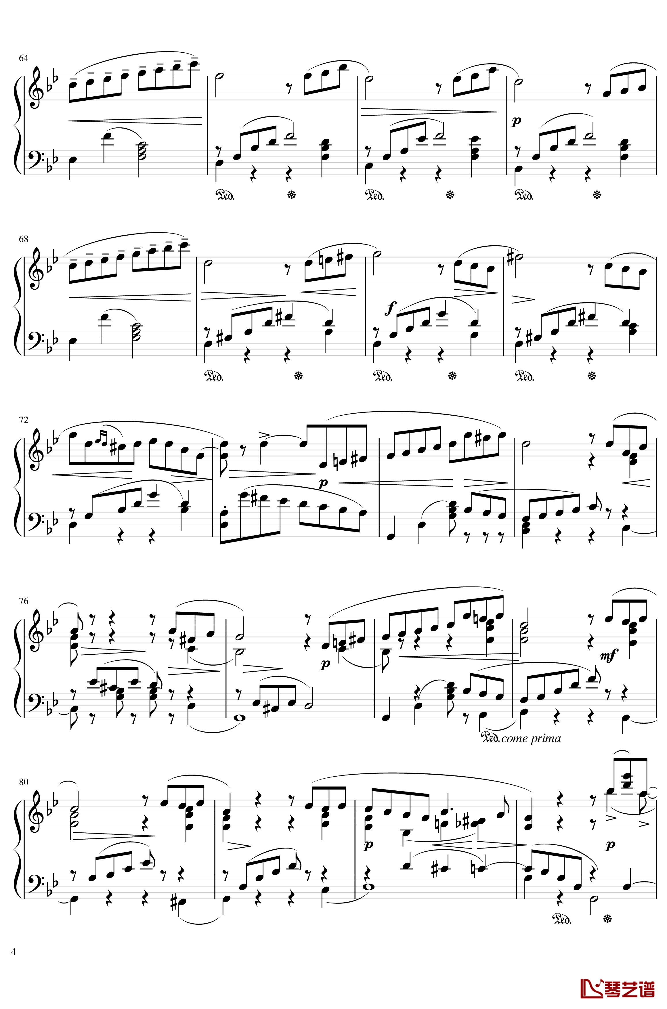 六月钢琴谱 船歌-The seasons,June: Barcarolle-柴科夫斯基-Peter Ilyich Tchaikovsky4