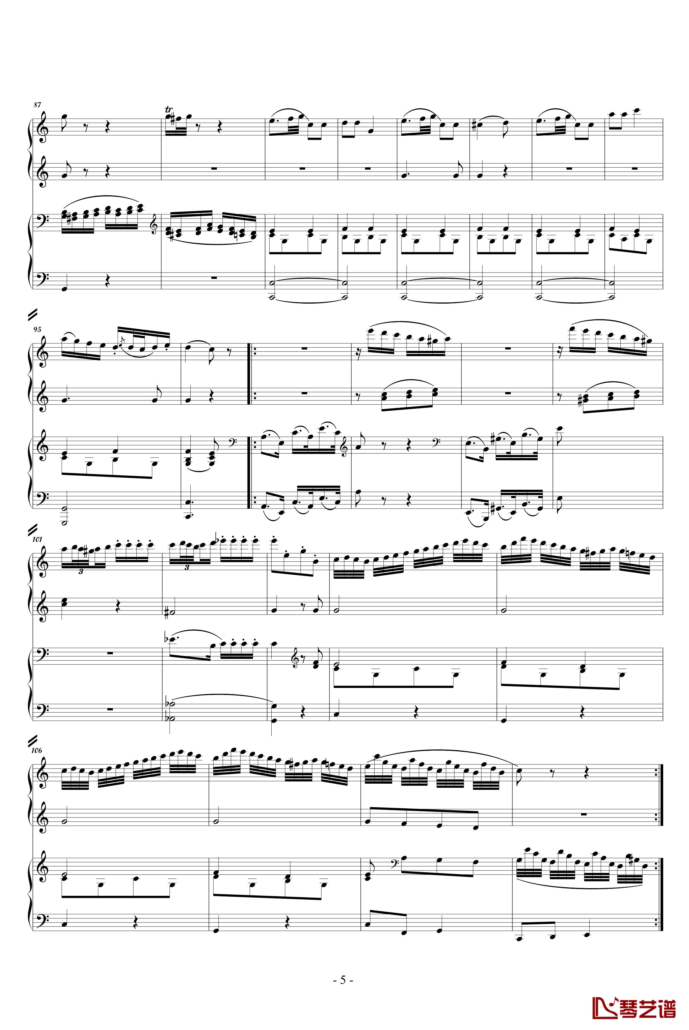 C大调四手联弹琴奏鸣曲钢琴谱-第三乐章-莫扎特5