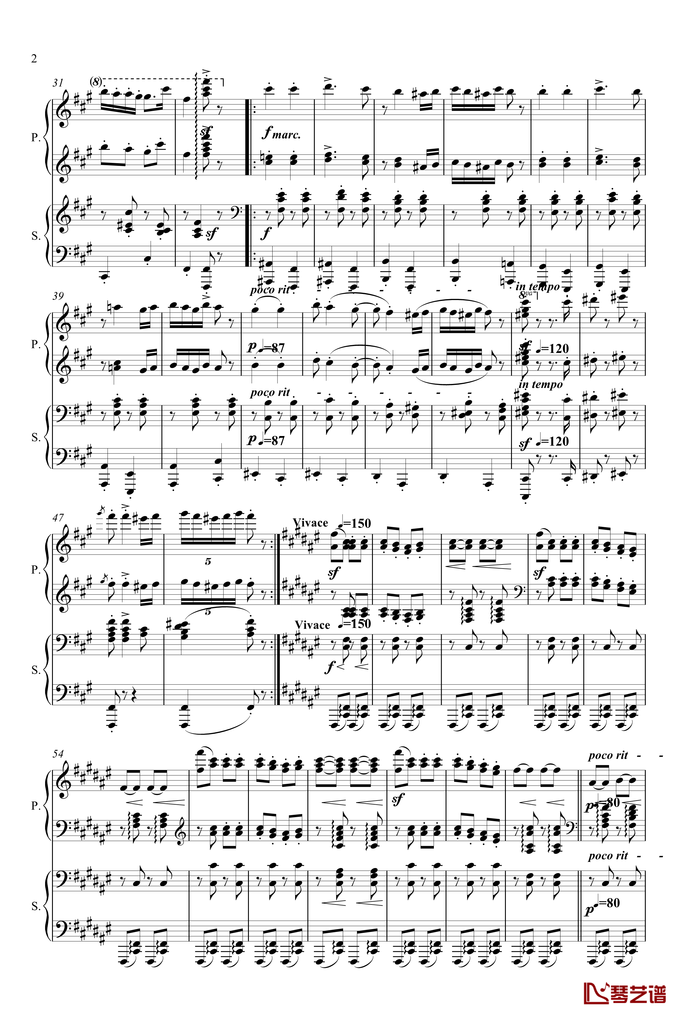 匈牙利舞曲钢琴谱-原版的-四手联弹-勃拉姆斯-Brahms2