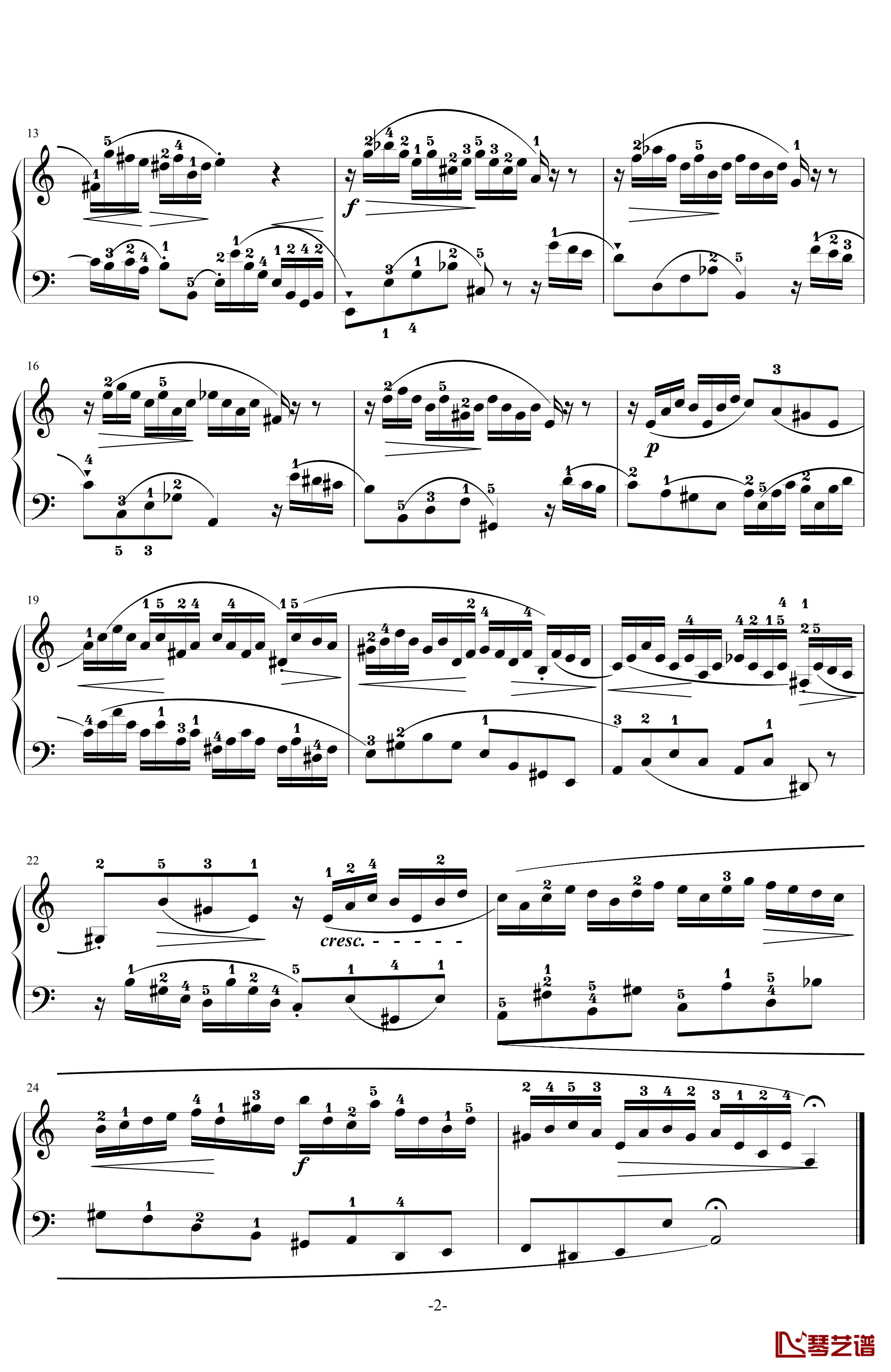 二部創意曲No.13钢琴谱-带指法-巴哈-Bach, Johann Sebastian2