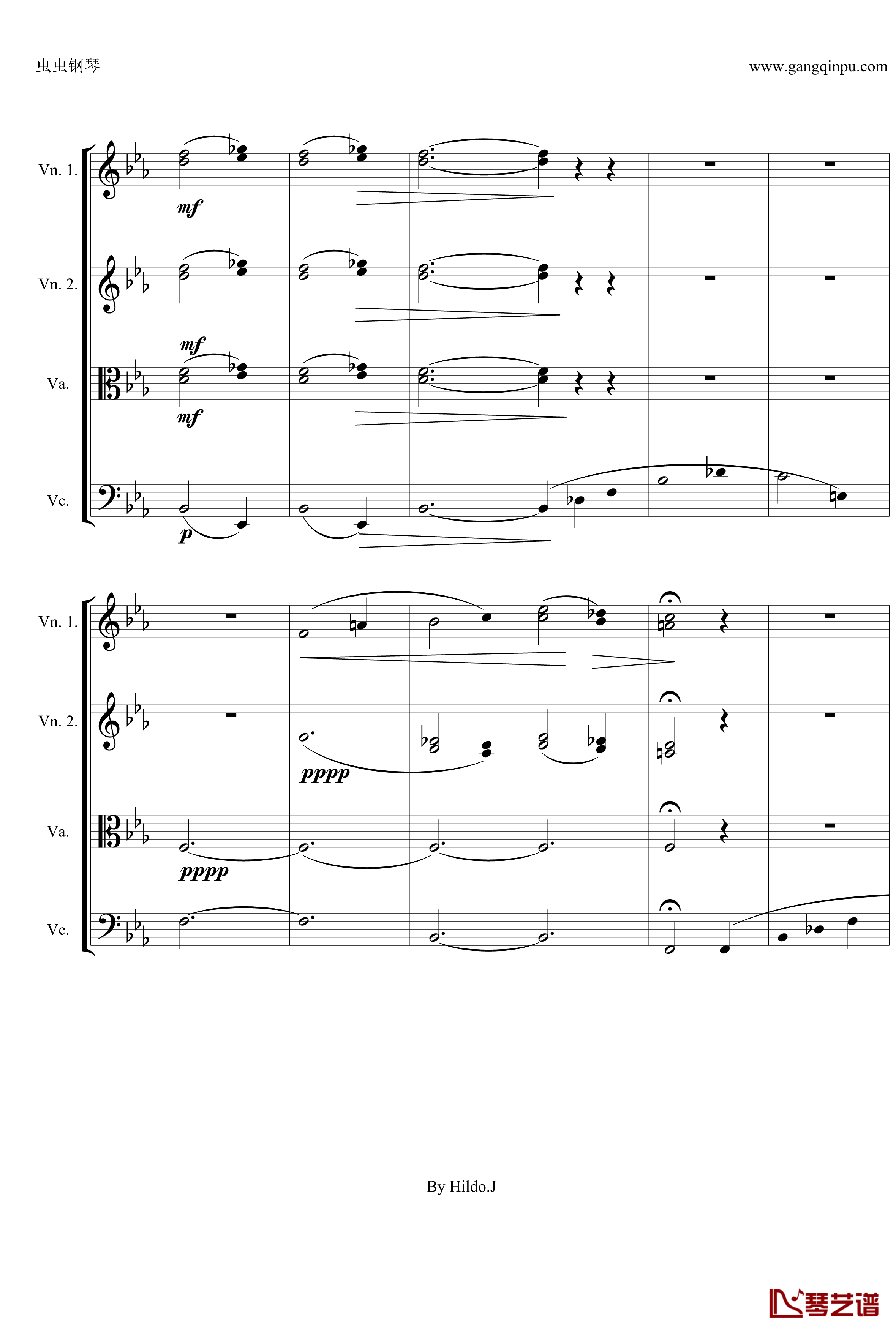 命运交响曲第三乐章钢琴谱-弦乐版-贝多芬-beethoven4