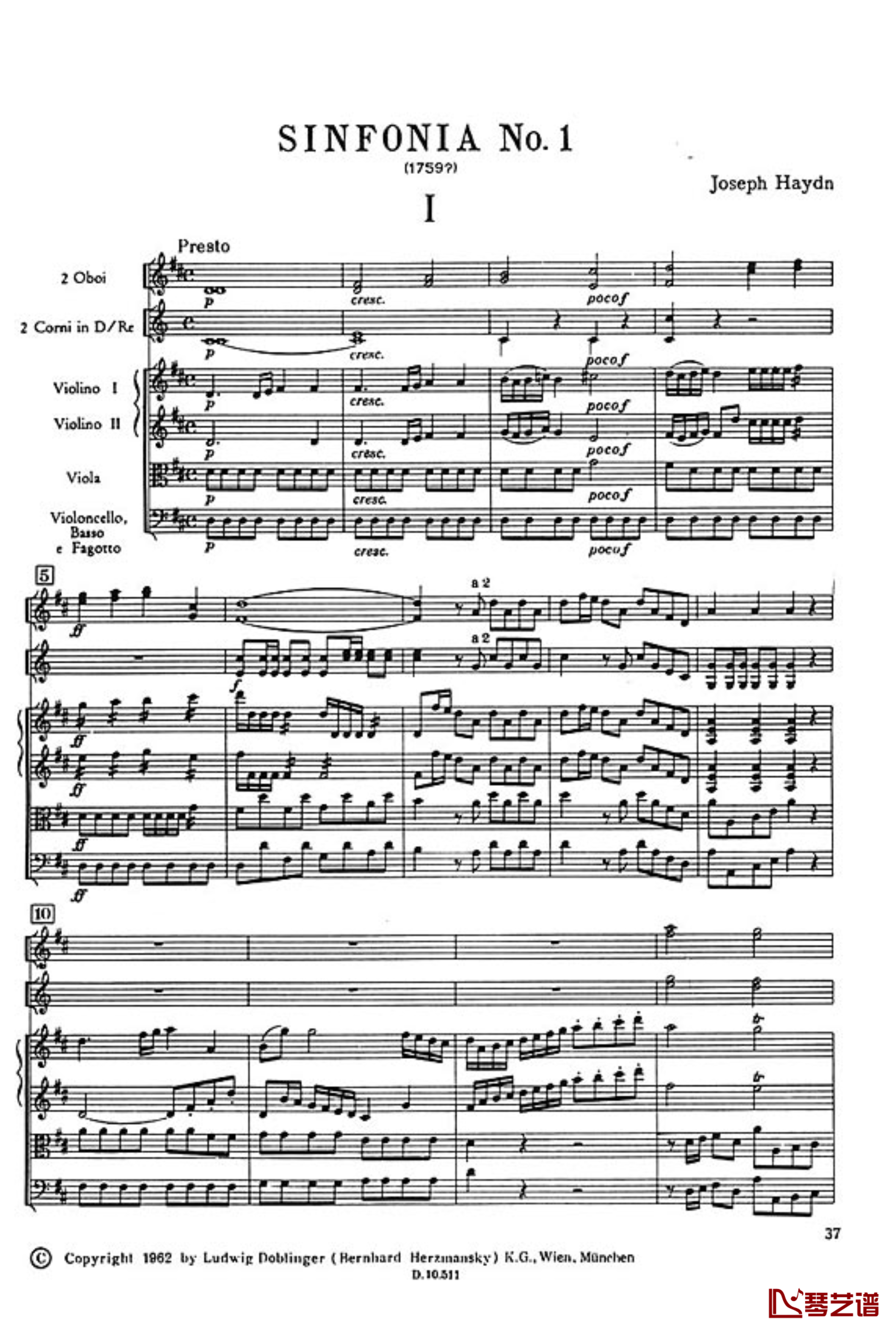 D大调第一交响曲钢琴谱-海顿3
