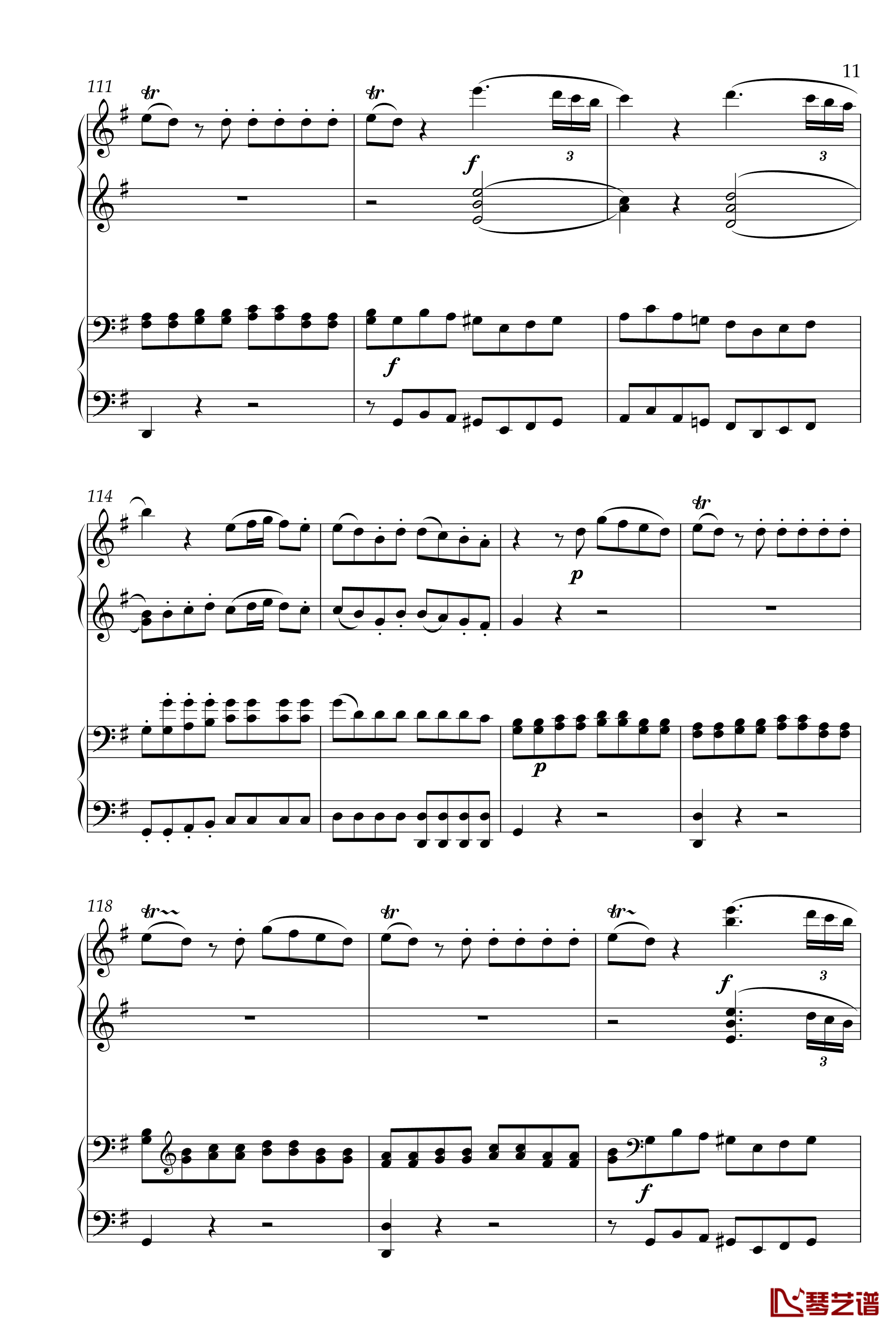 弦乐小夜曲钢琴谱-四手联弹版-莫扎特11