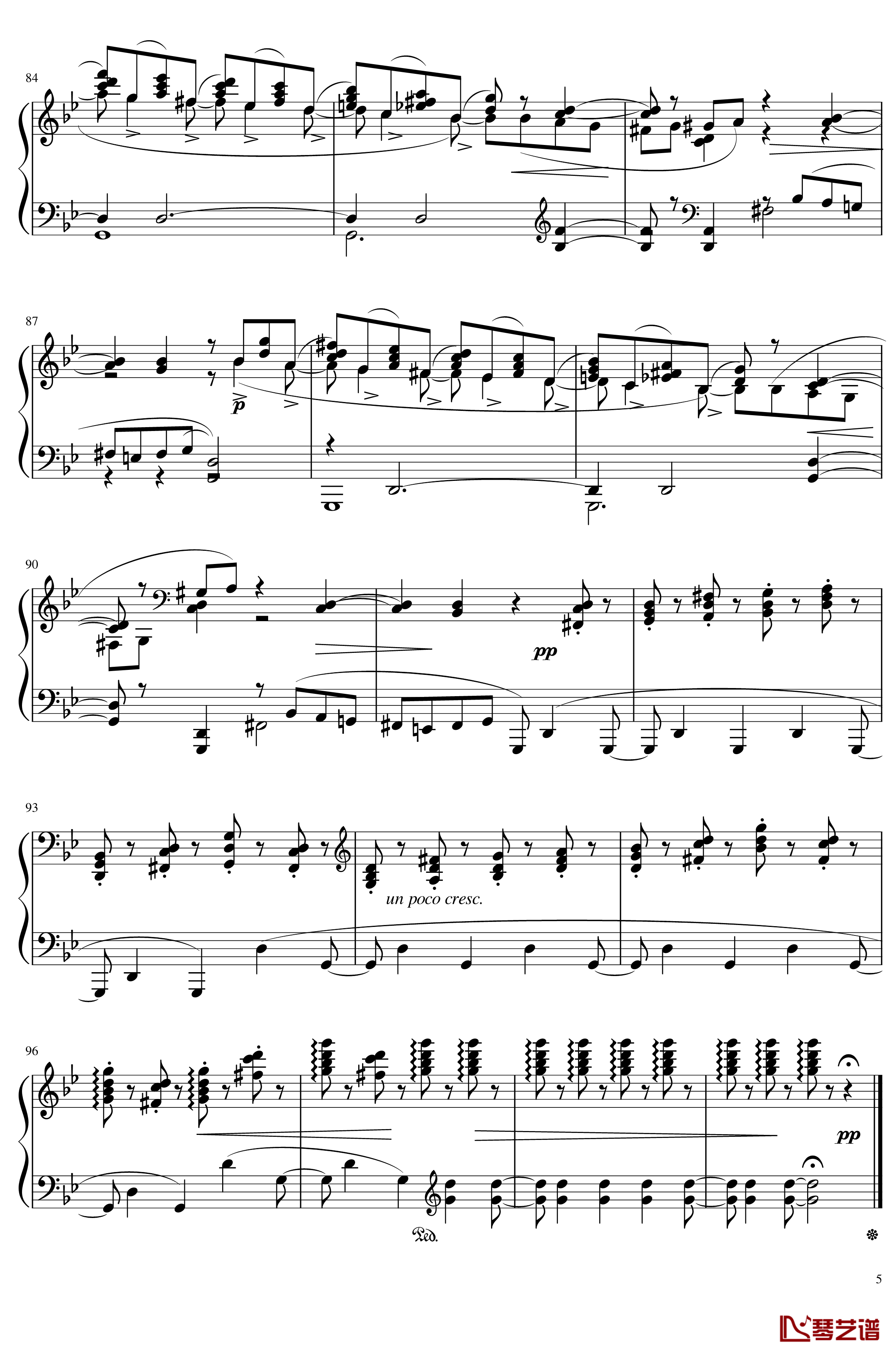 六月钢琴谱 船歌-The seasons,June: Barcarolle-柴科夫斯基-Peter Ilyich Tchaikovsky5