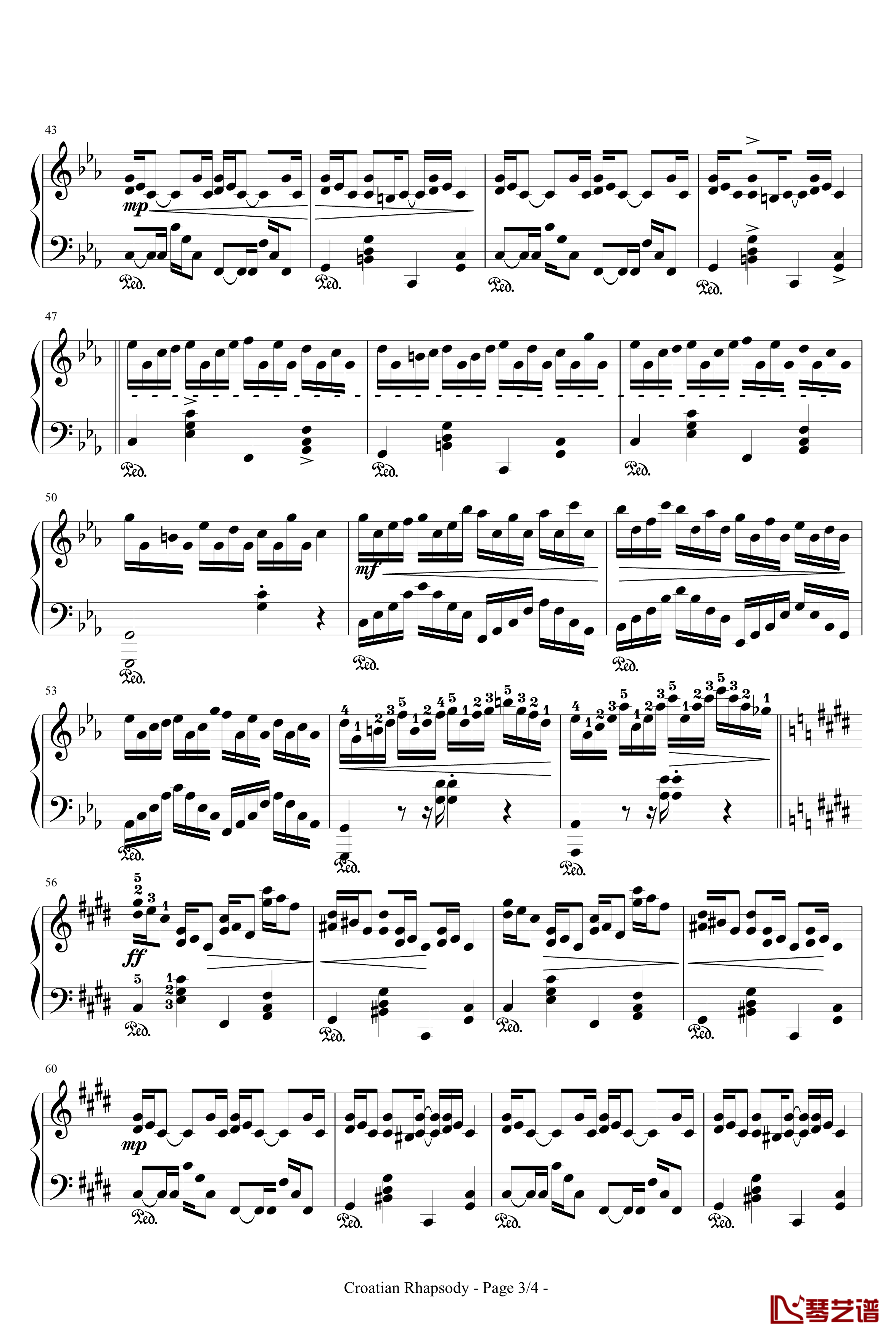 克罗地亚狂想曲钢琴谱-带指法-马克西姆-Maksim·Mrvica3