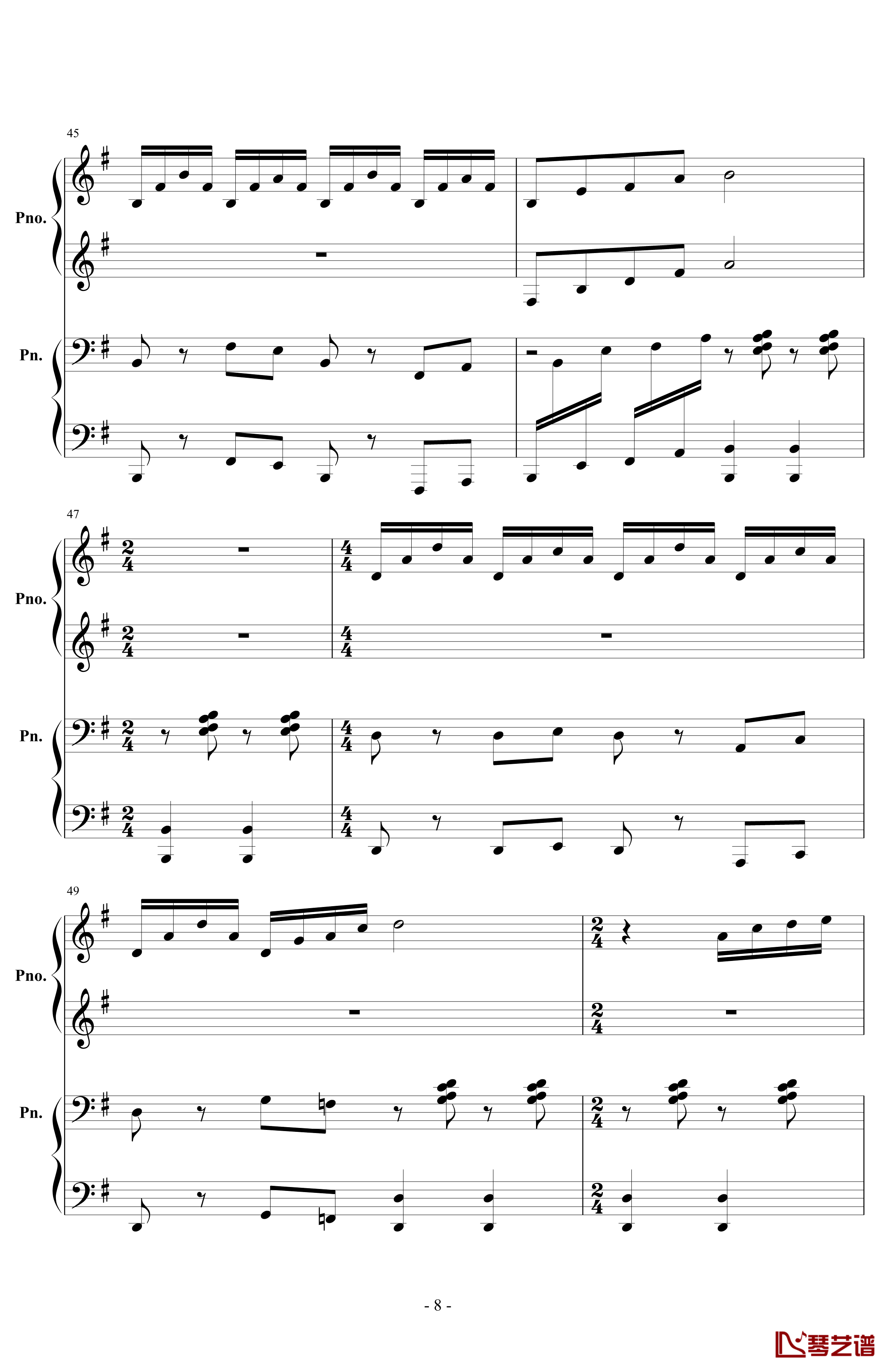 忐忑钢琴谱-四手联弹-龚琳娜8
