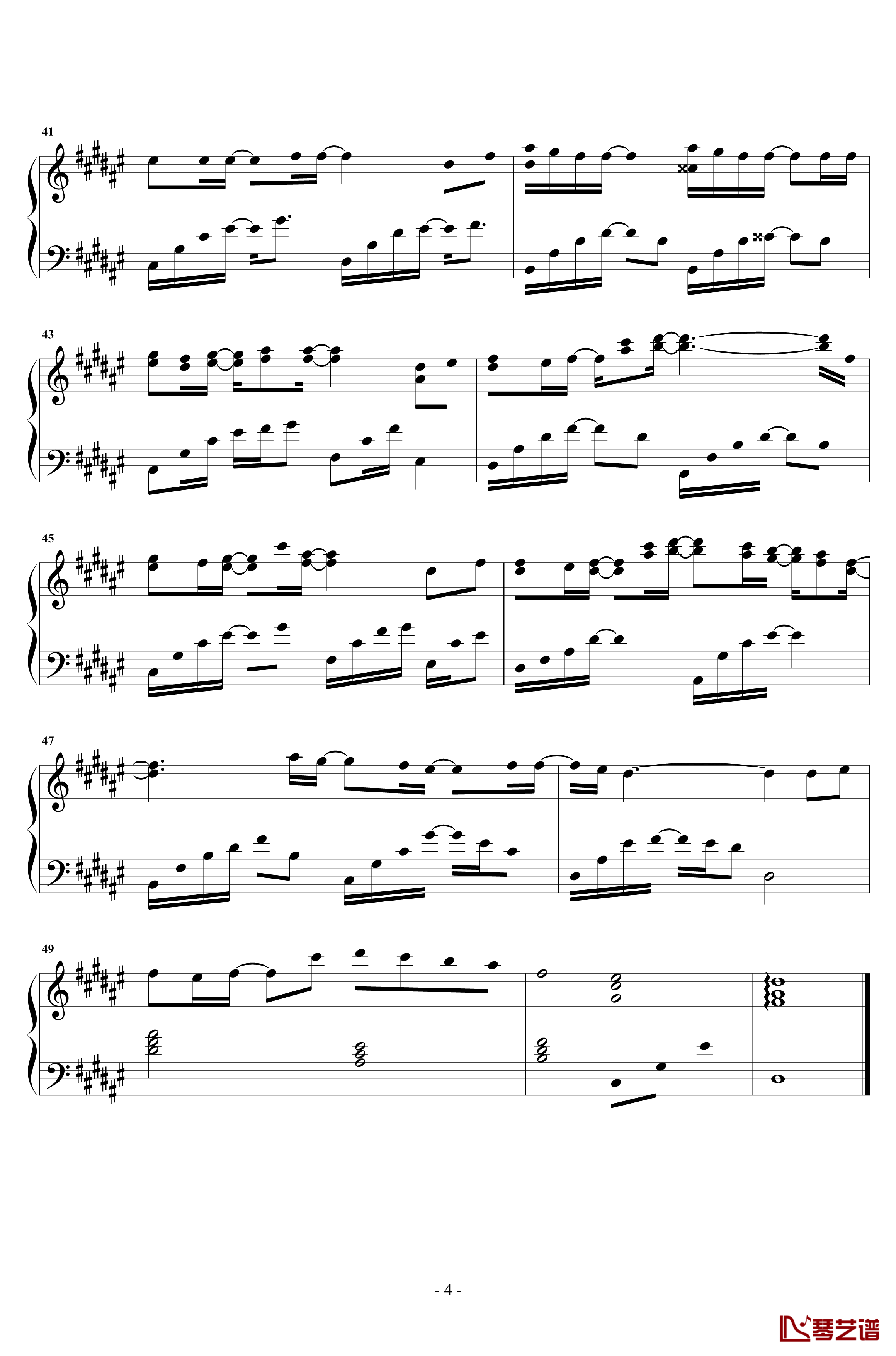 心形宇宙钢琴谱-冯提莫4