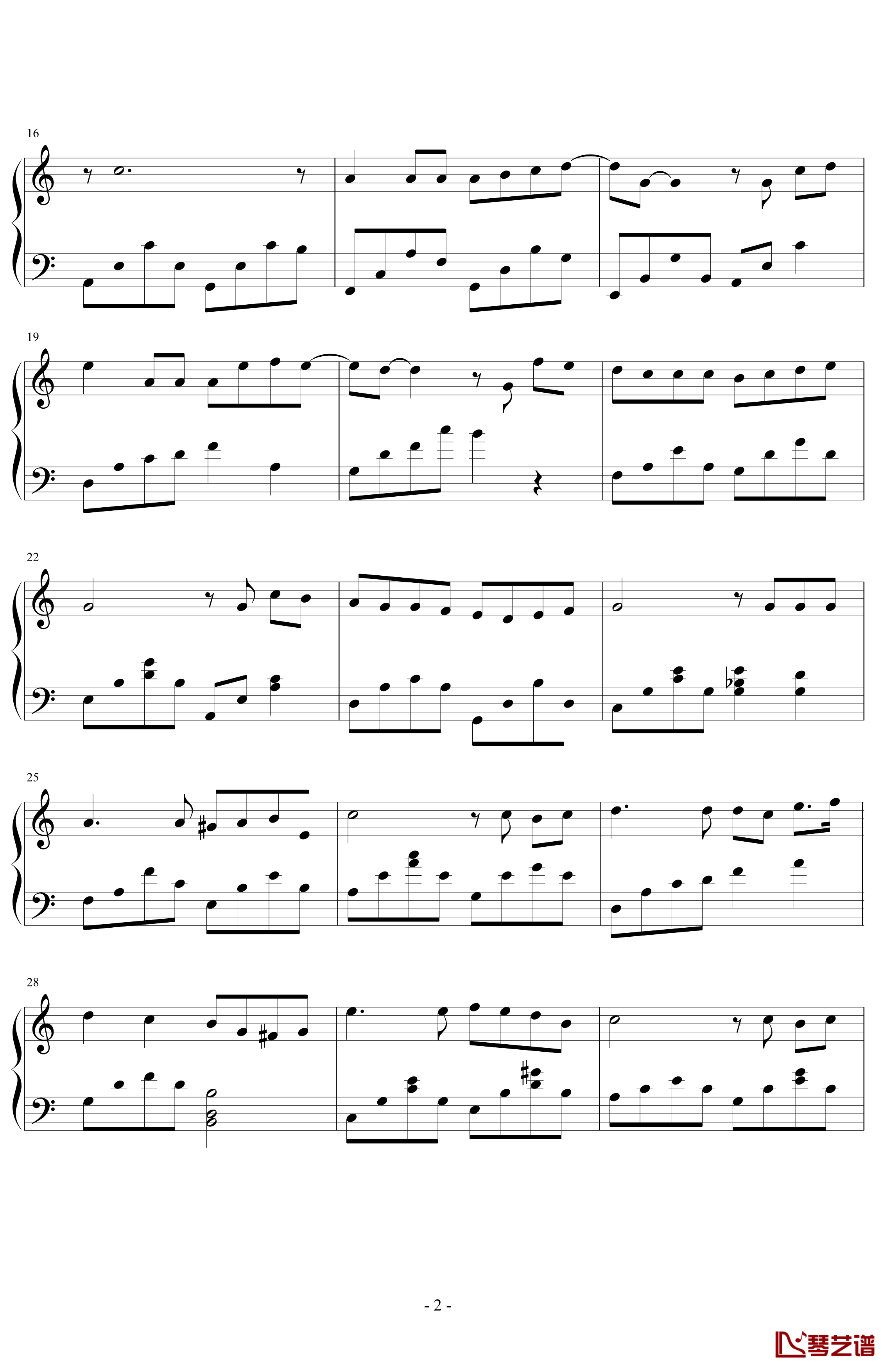 彩虹钢琴谱-变奏-周杰伦2