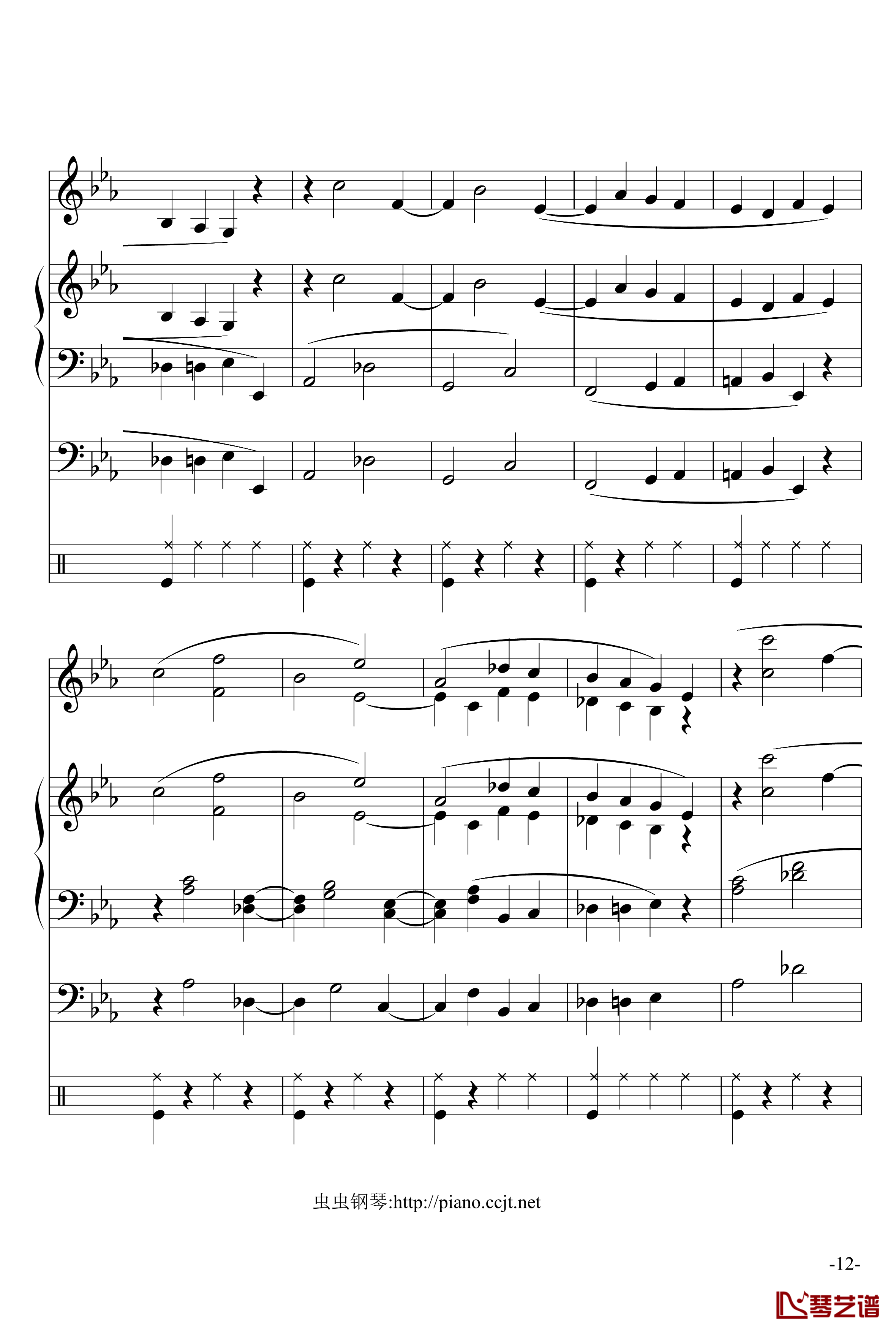 悲怆奏鸣曲钢琴谱-加小乐队-贝多芬-beethoven12