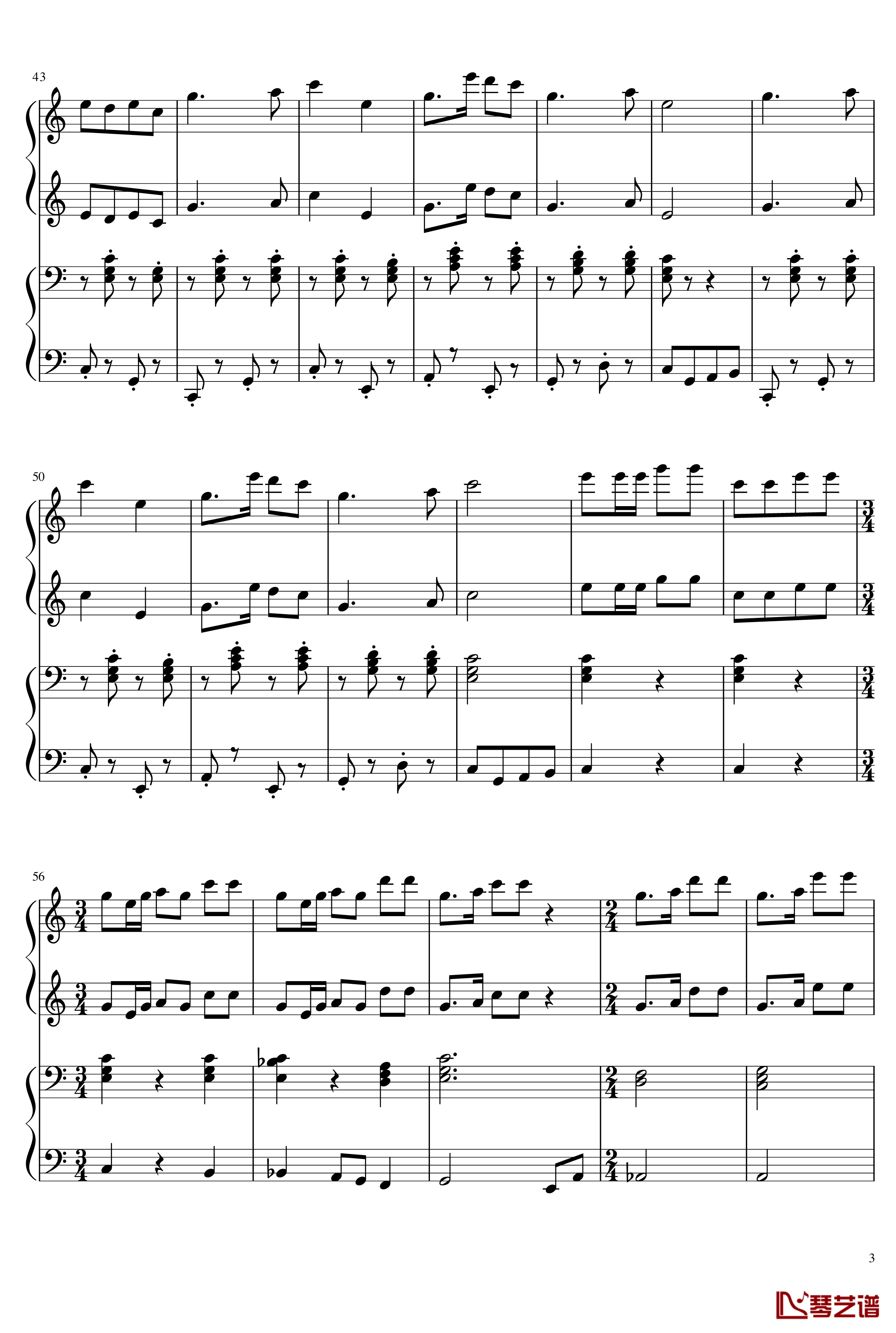 黄河钢琴谱-四手联弹-改编简单版-指头大仙3