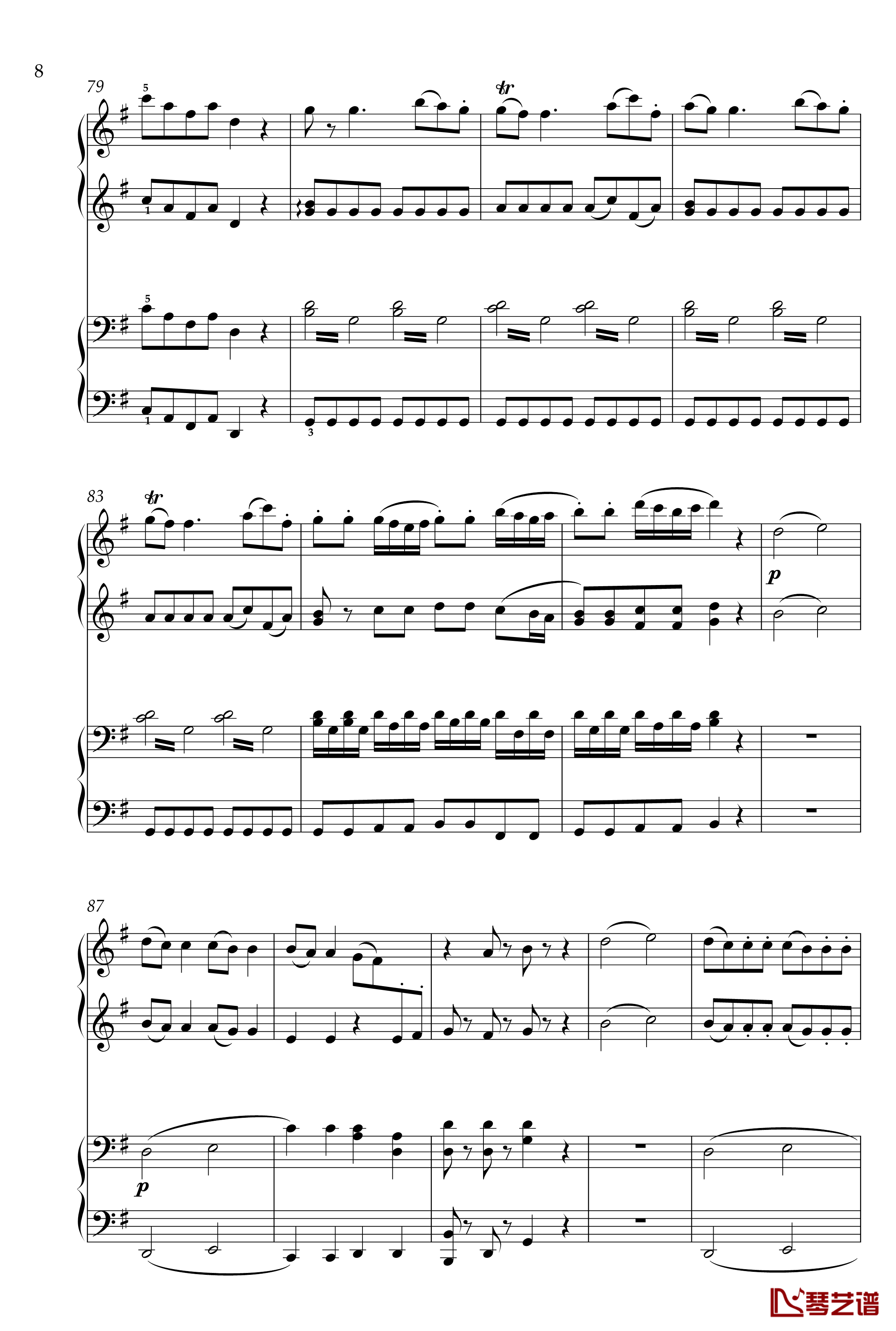 弦乐小夜曲钢琴谱-四手联弹版-莫扎特8