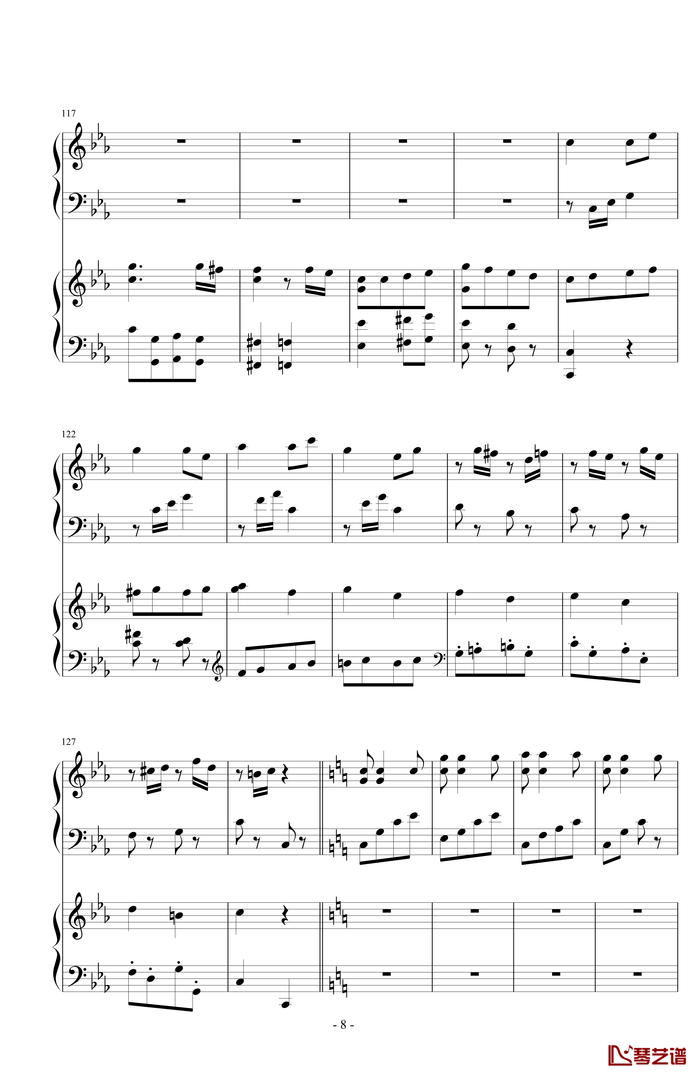 小星星简易变奏曲钢琴谱-双钢琴-莫扎特8