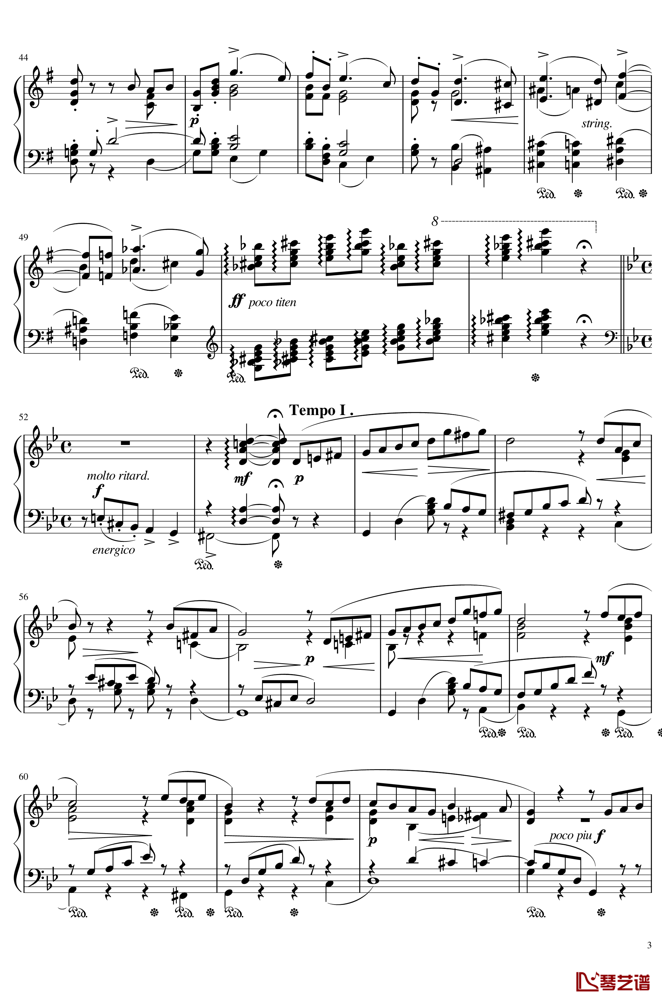 六月钢琴谱 船歌-The seasons,June: Barcarolle-柴科夫斯基-Peter Ilyich Tchaikovsky3