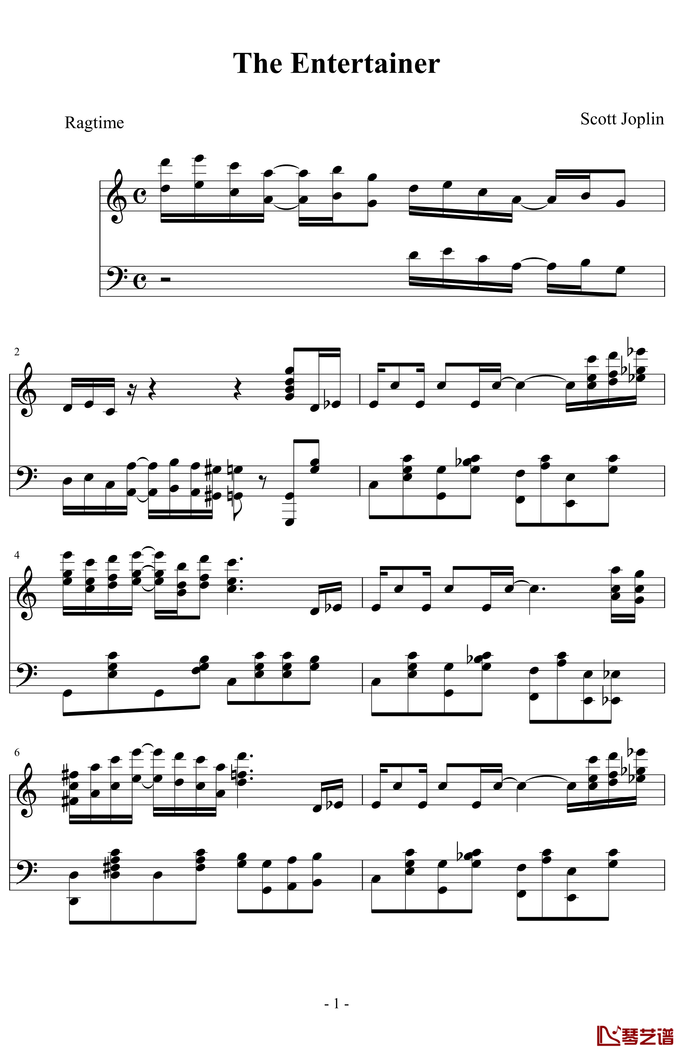 the entertainer钢琴谱-完整版-拉格泰姆-Scott Joplin1