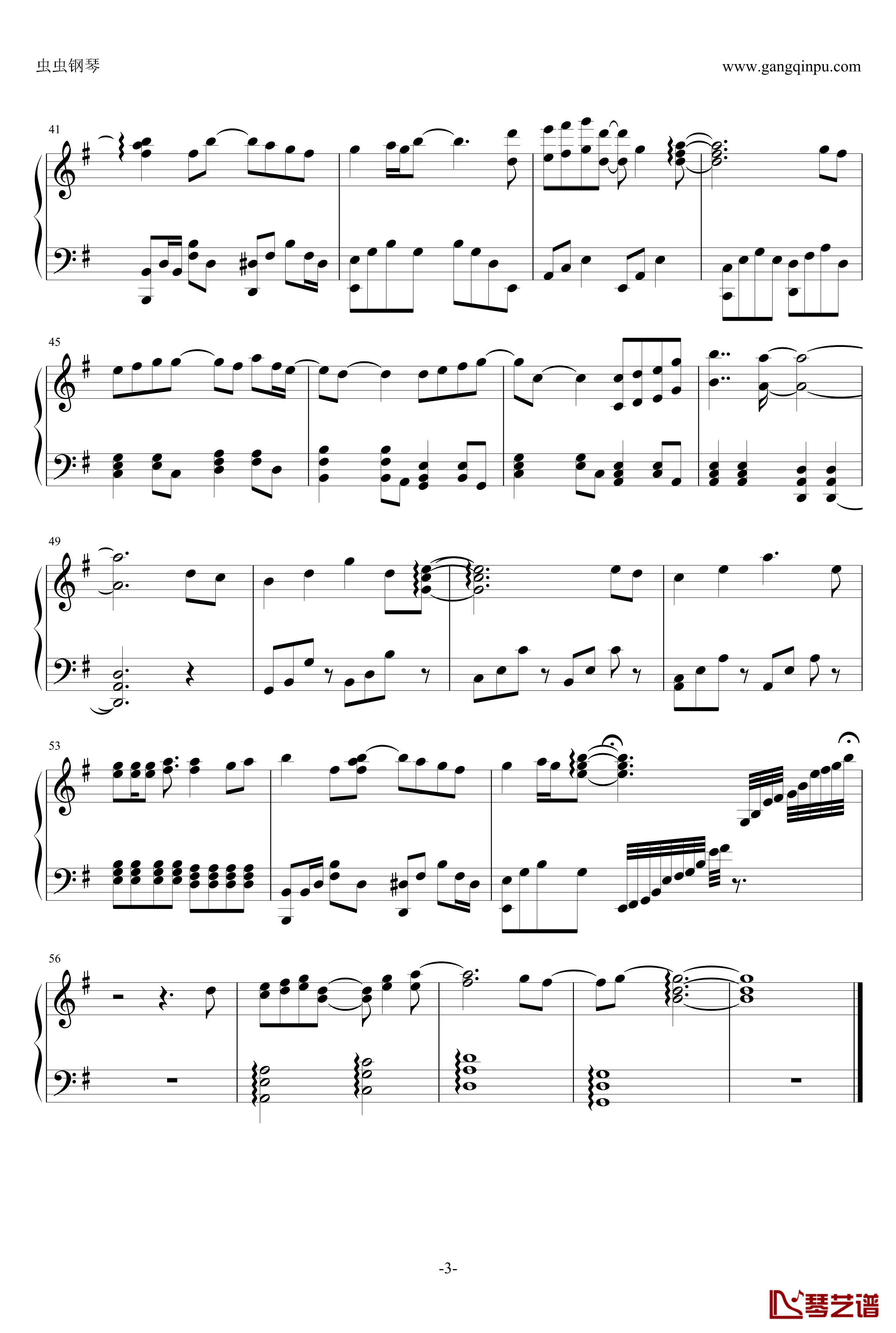 唯一的爱钢琴谱-《匹诺曹》插曲-k.will3
