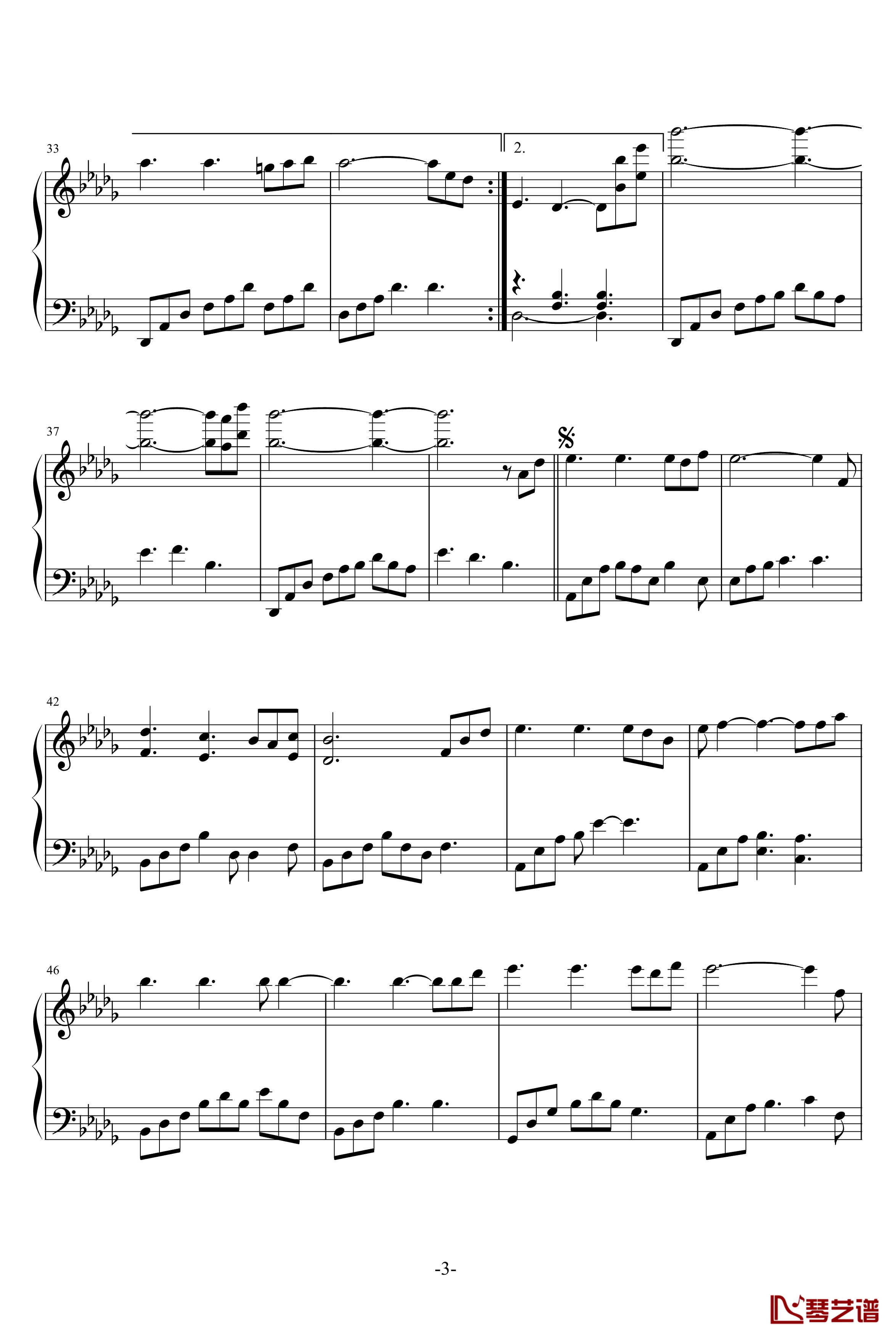 唯一的记忆钢琴谱-雅尼3