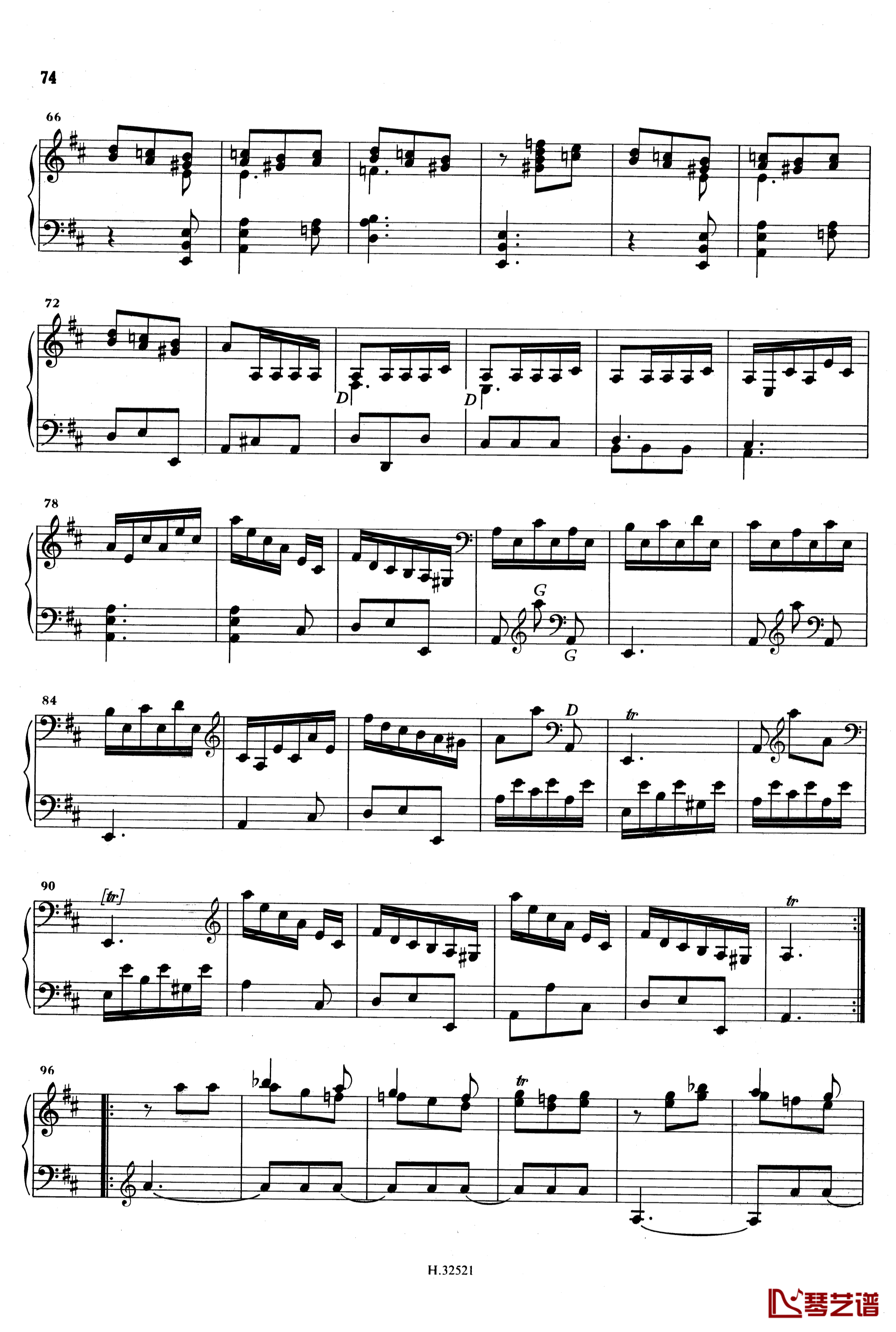 D大调奏鸣曲K.119钢琴谱-斯卡拉蒂3