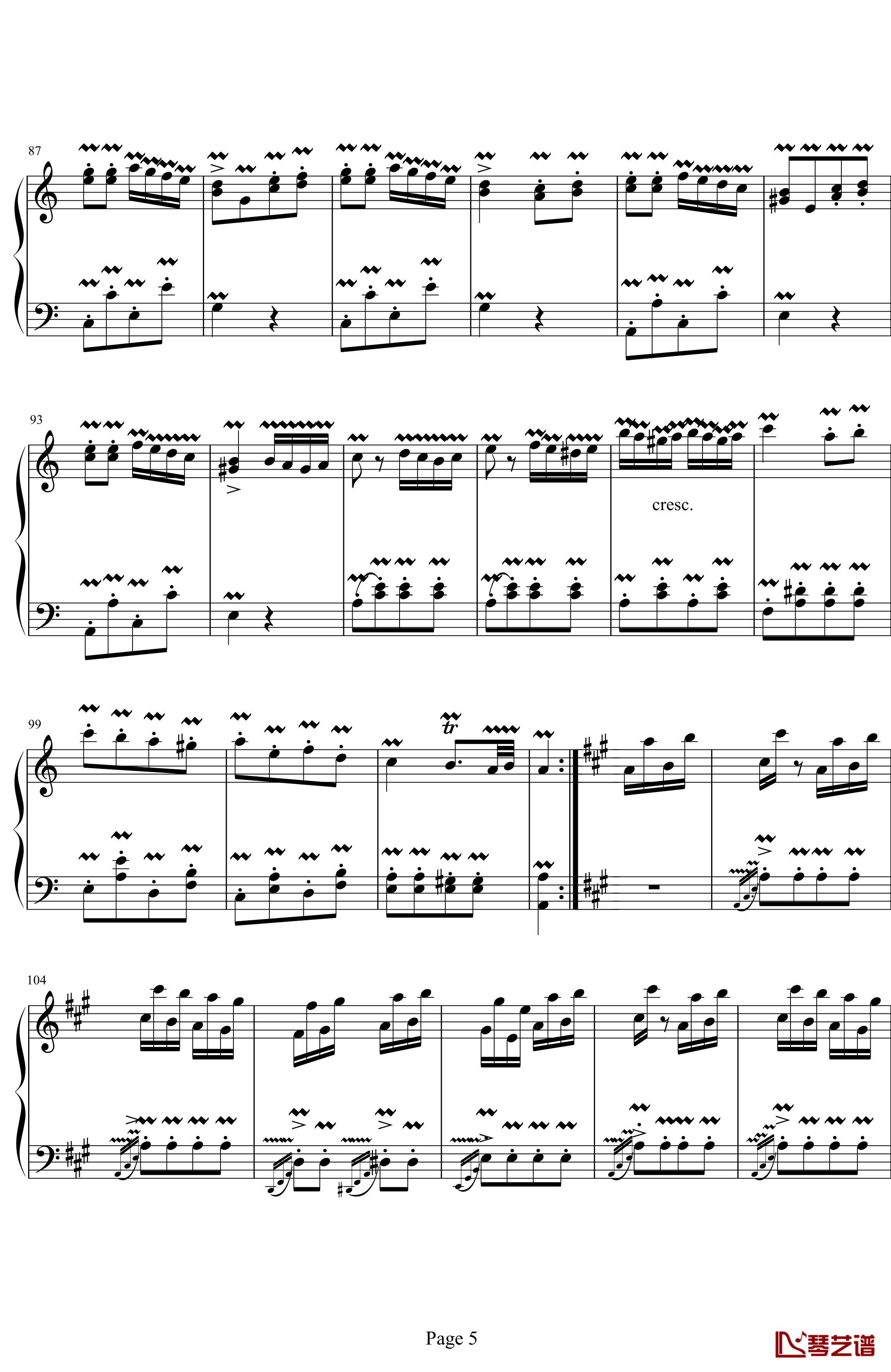 神经病进行曲钢琴谱-莫扎特5