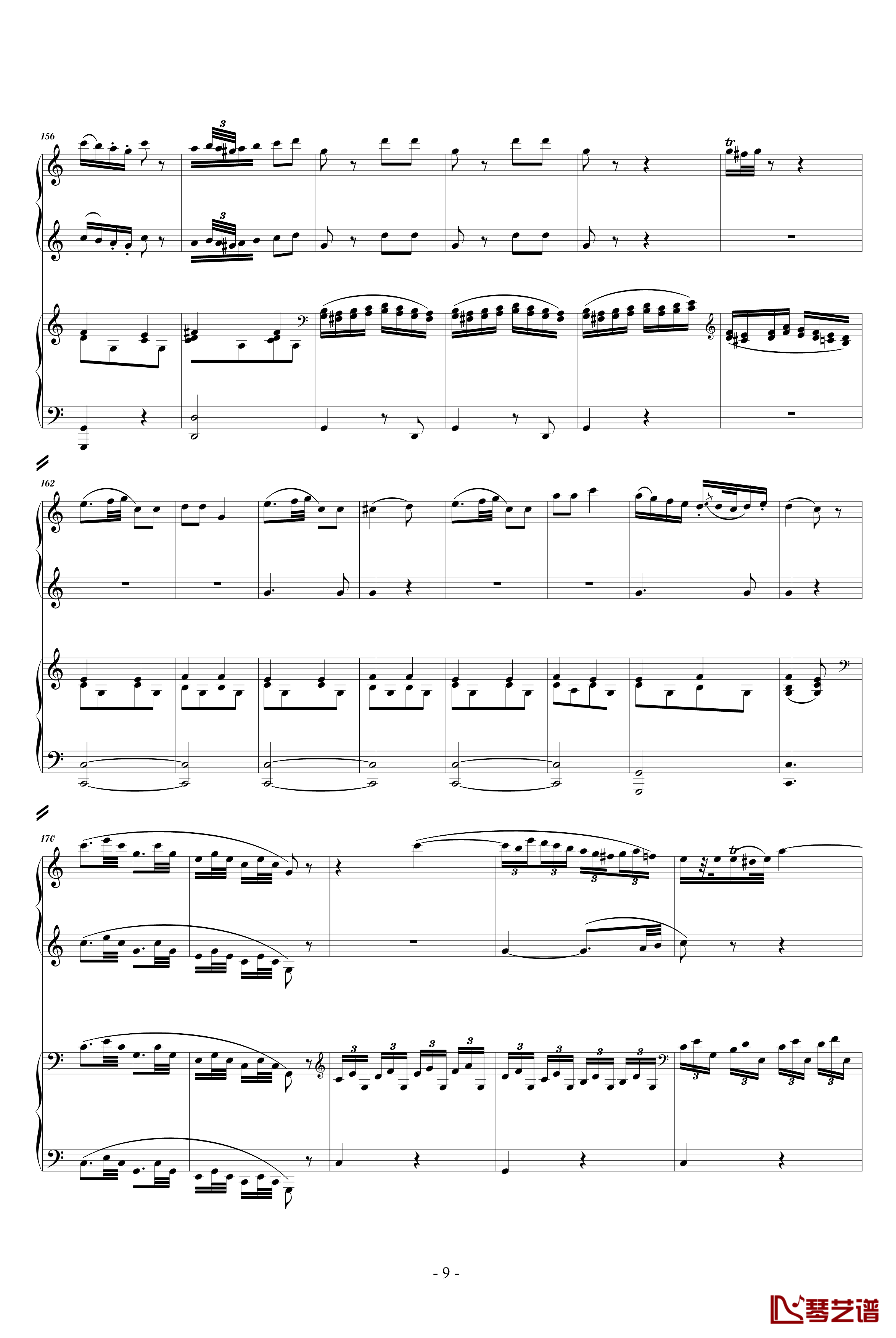 C大调四手联弹琴奏鸣曲钢琴谱-第三乐章-莫扎特9