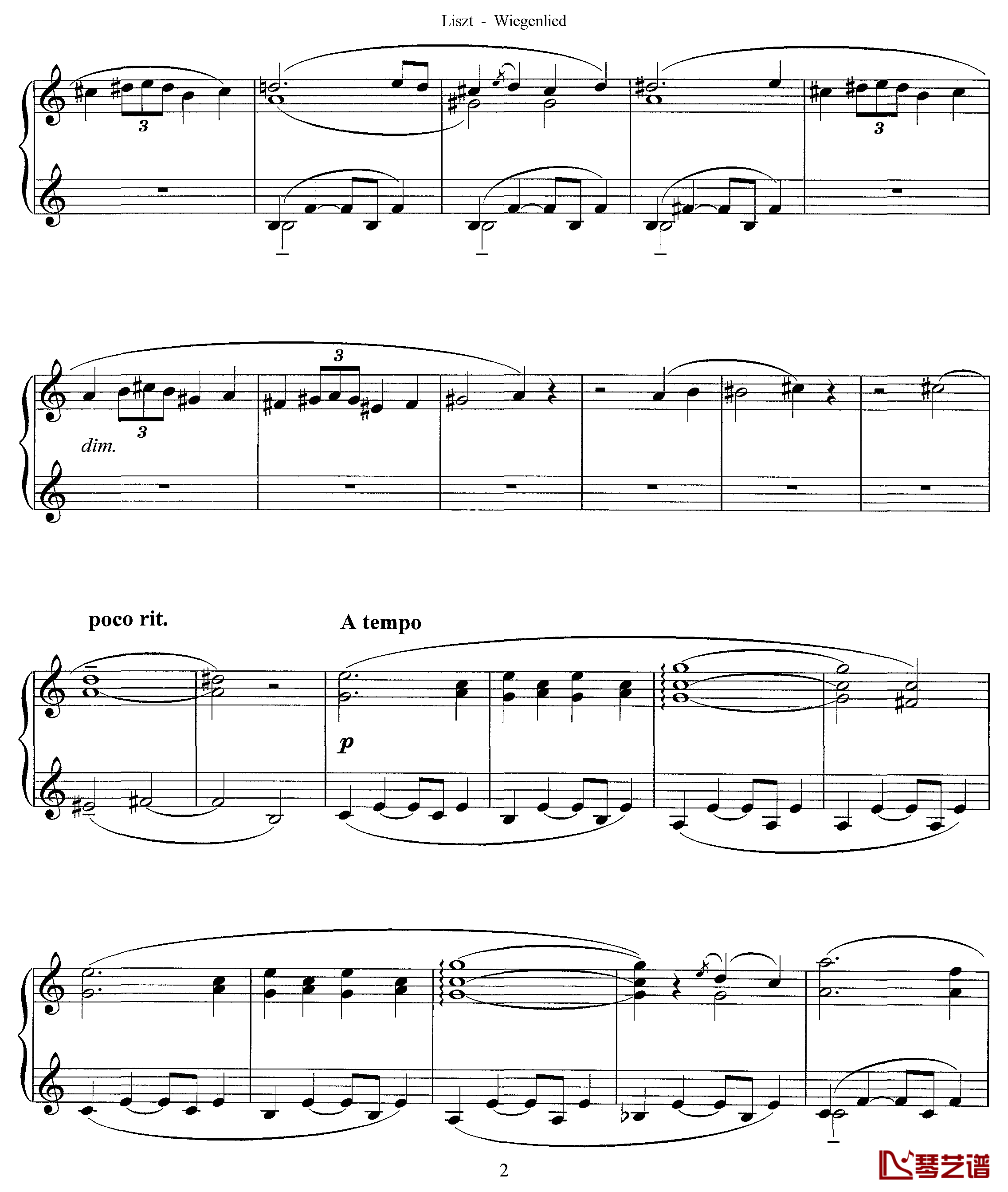  摇篮曲 S.198钢琴谱-李斯特2