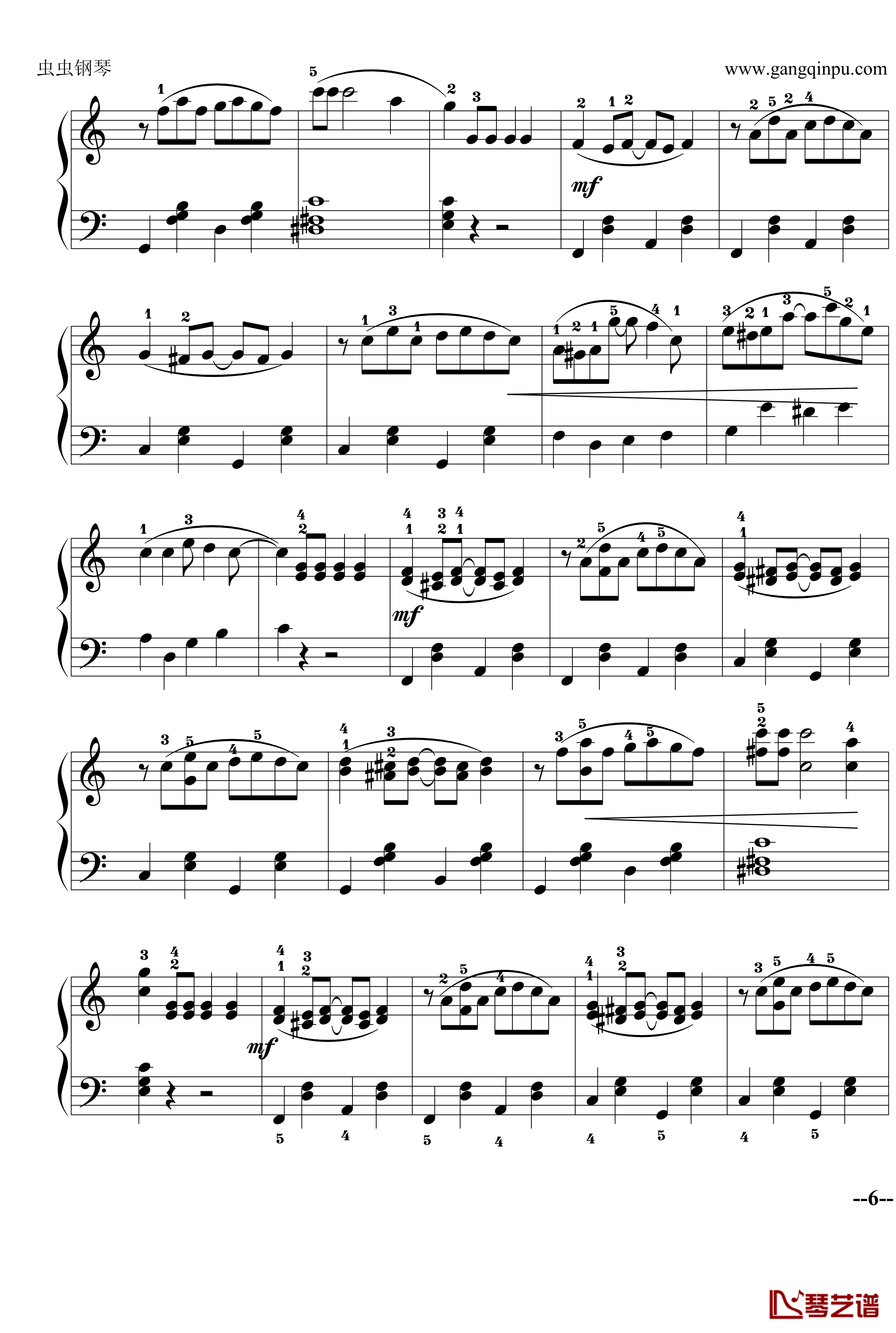 The Entertainer钢琴谱-简易完整版-Scott Joplin6