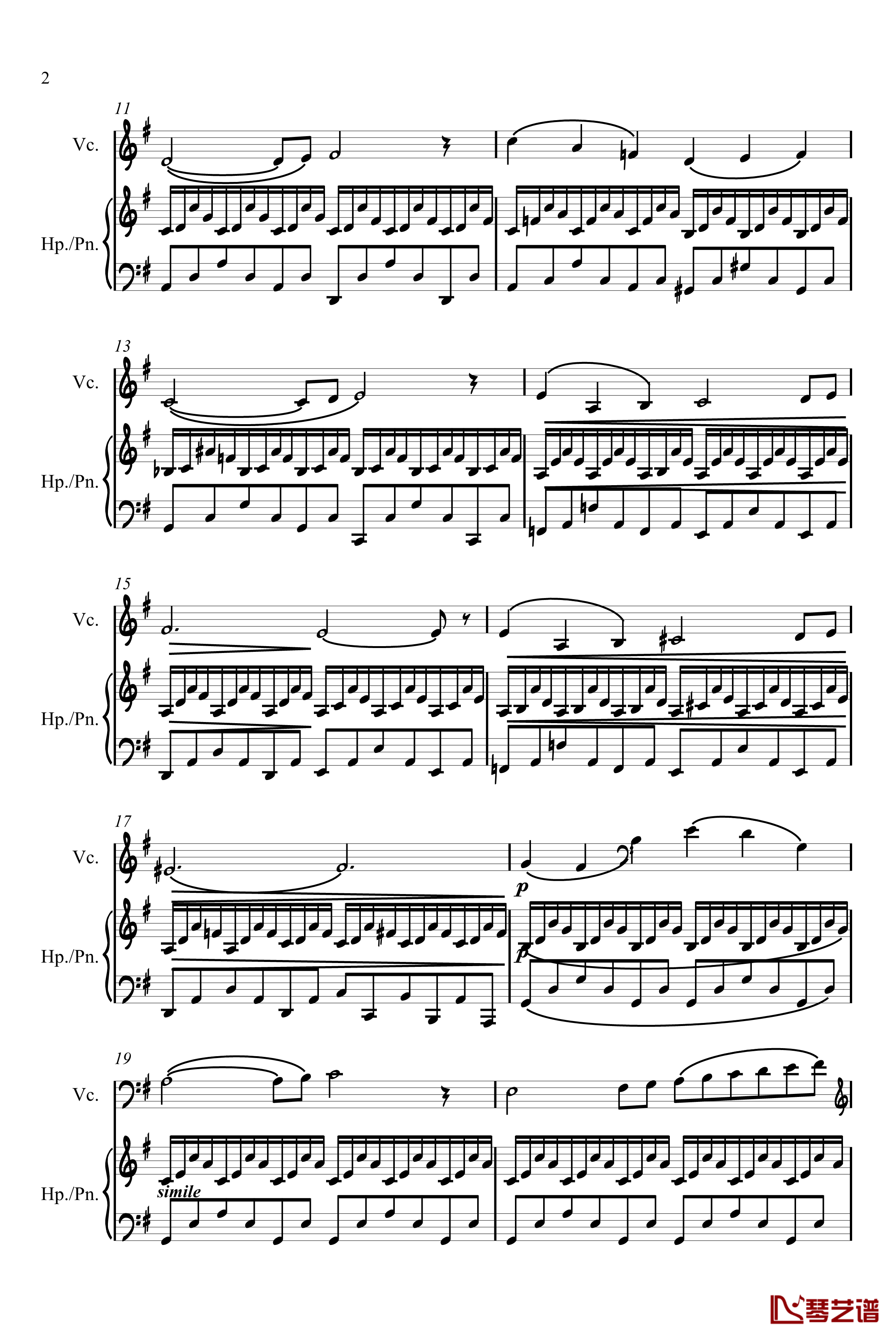 天鹅钢琴谱-圣桑-大提琴2