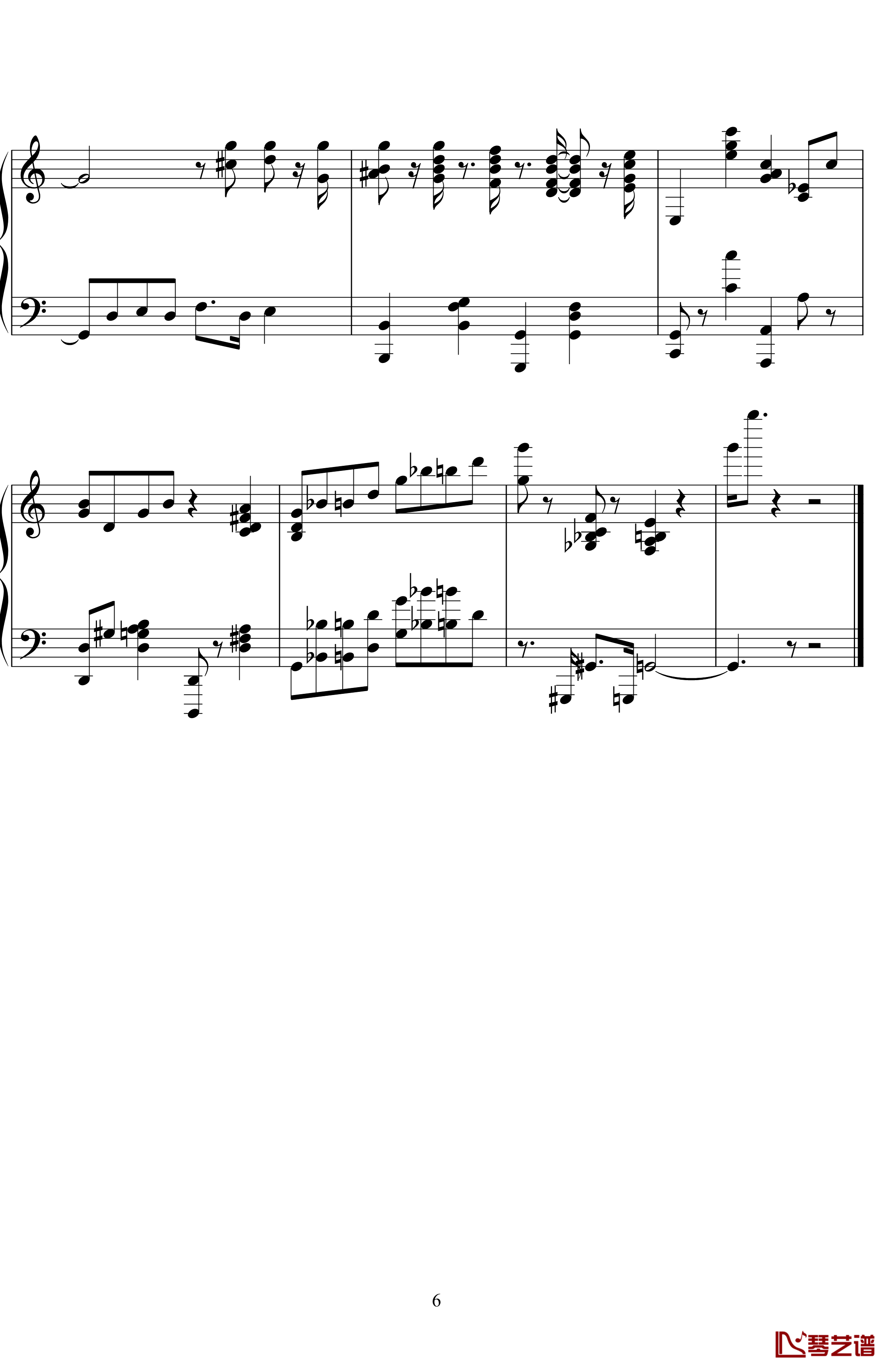 生日快乐钢琴谱-爵士版-世界名曲6