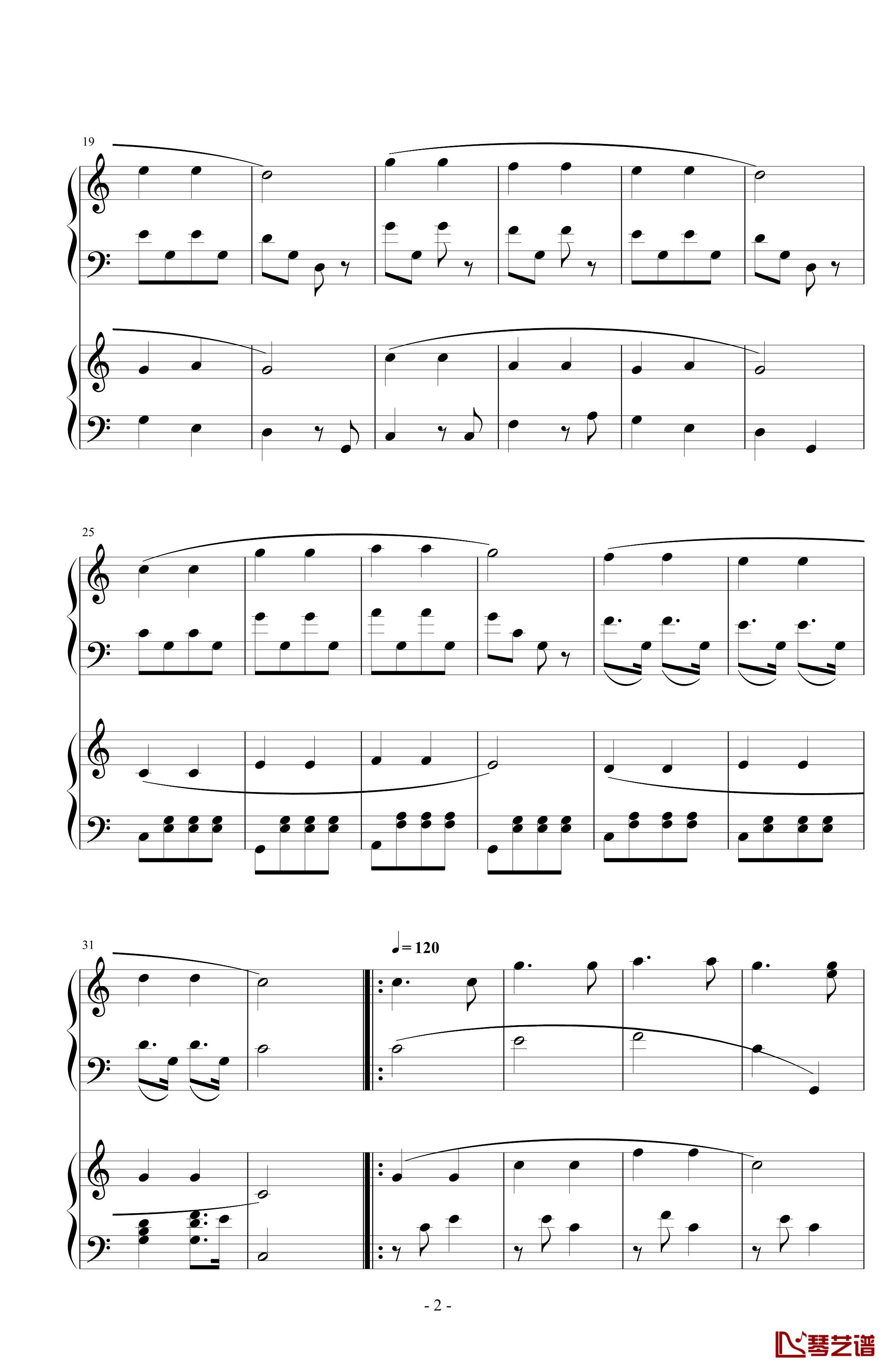 小星星简易变奏曲钢琴谱-双钢琴-莫扎特2