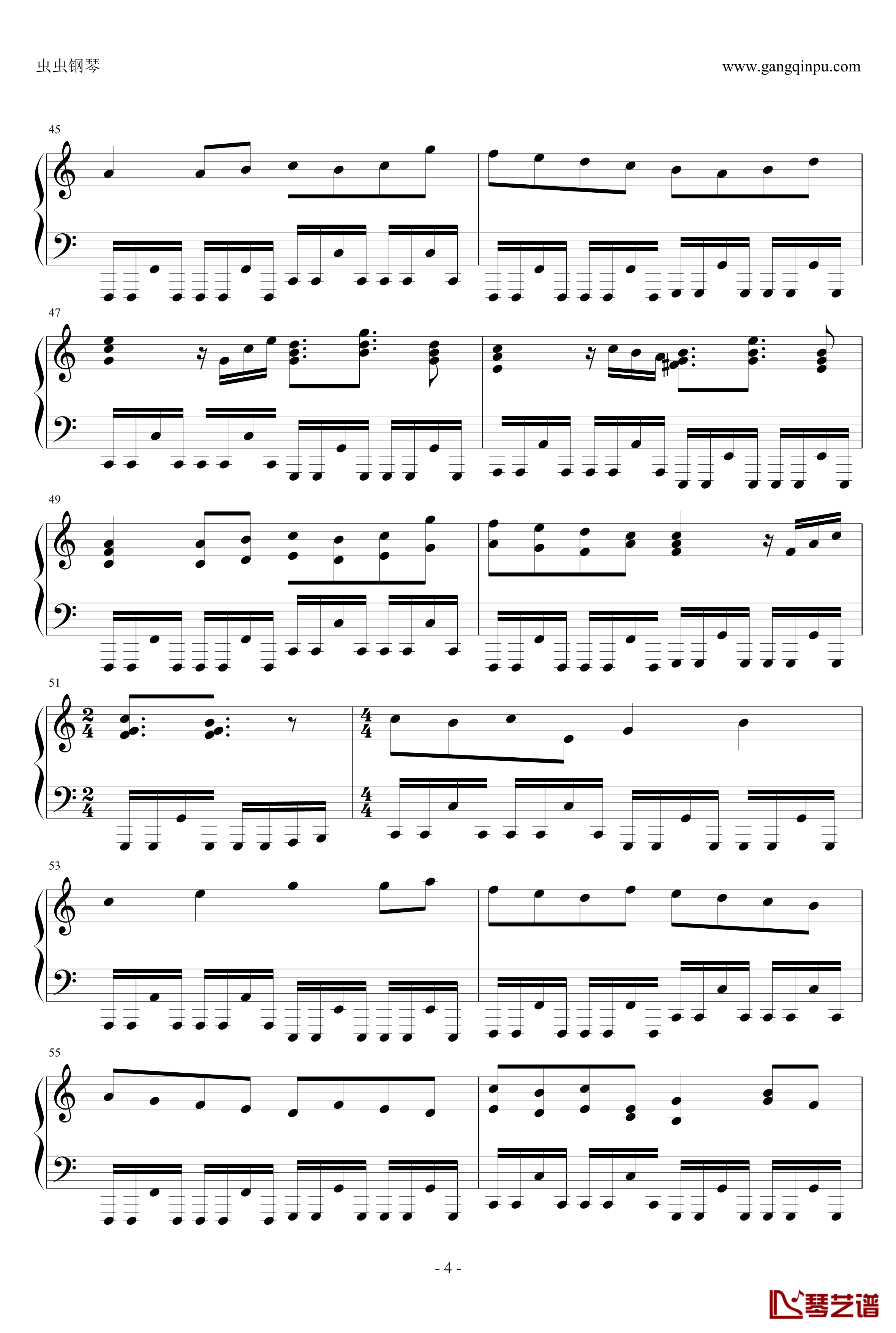 卡农疯狂摇滚版钢琴谱-约翰·巴哈贝尔4