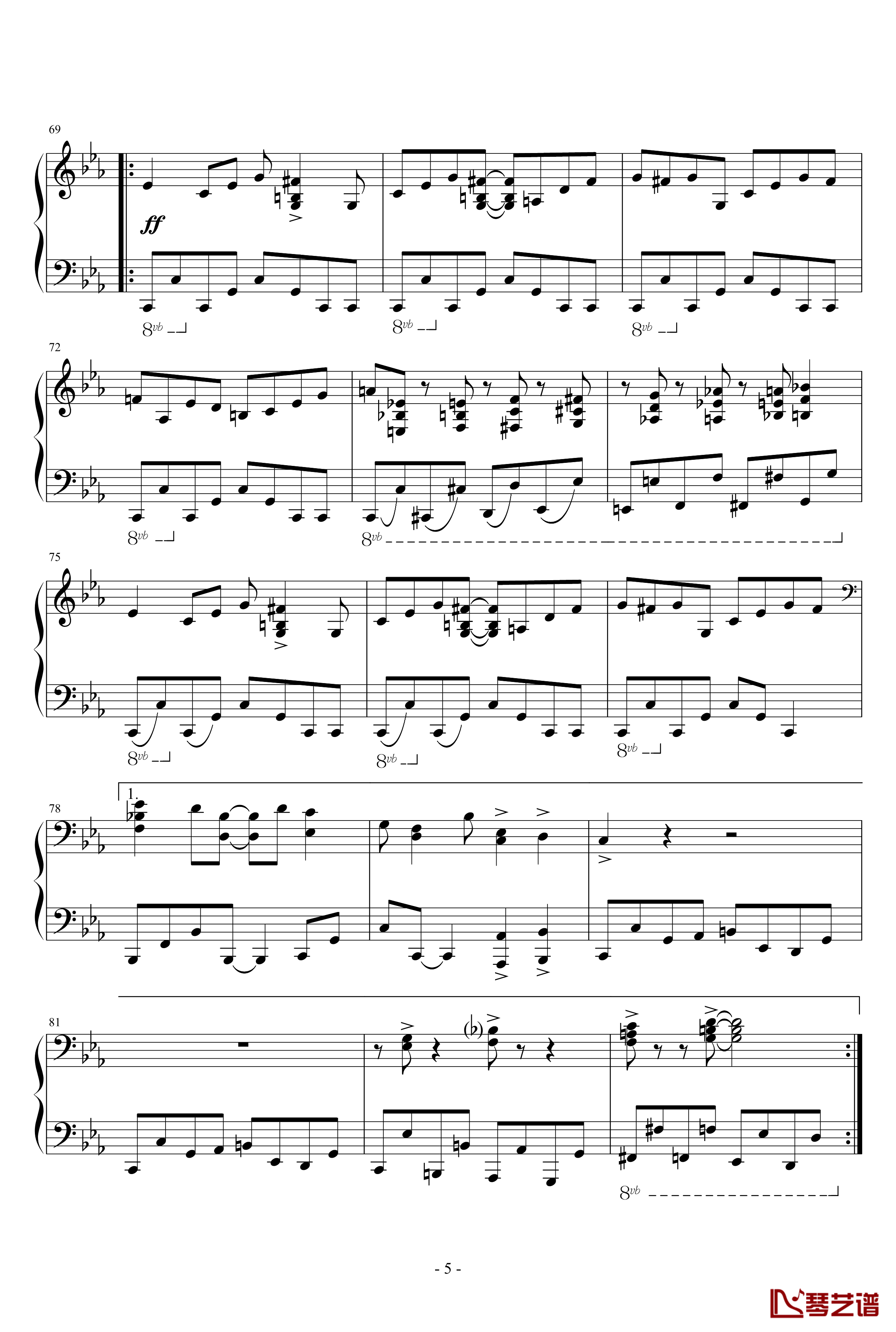 最终幻想9最后的BOSS钢琴谱-BGM-最终幻想5