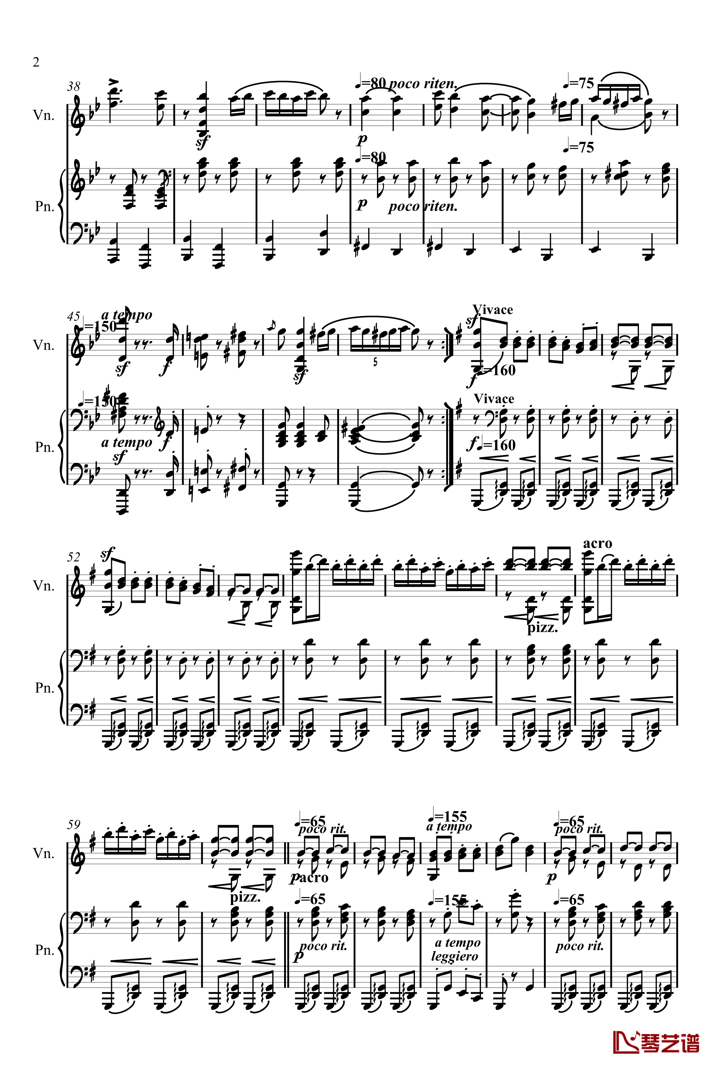 匈牙利舞曲第五号钢琴谱-勃拉姆斯-小提琴-Brahms2