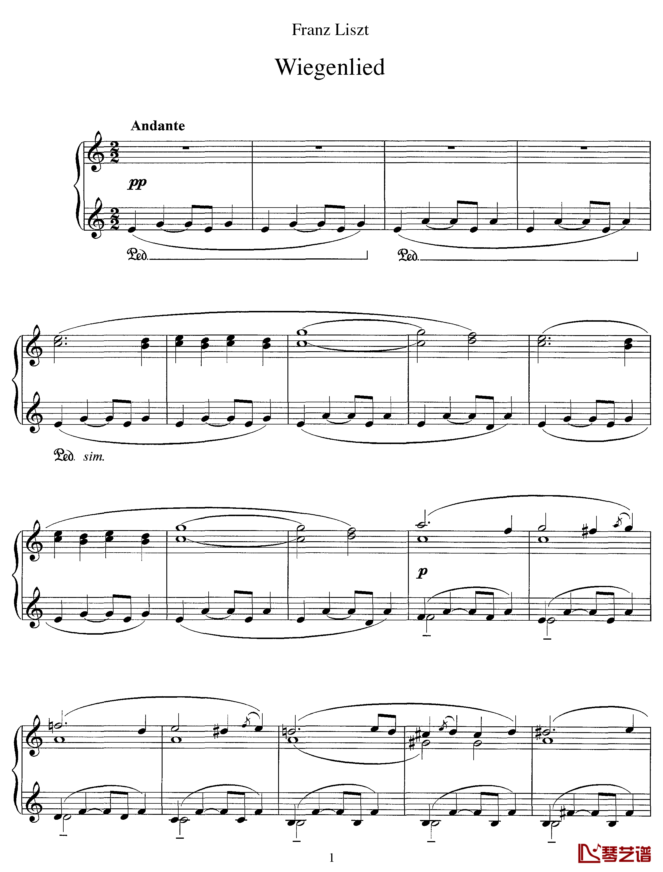 摇篮曲 S.198钢琴谱-李斯特1
