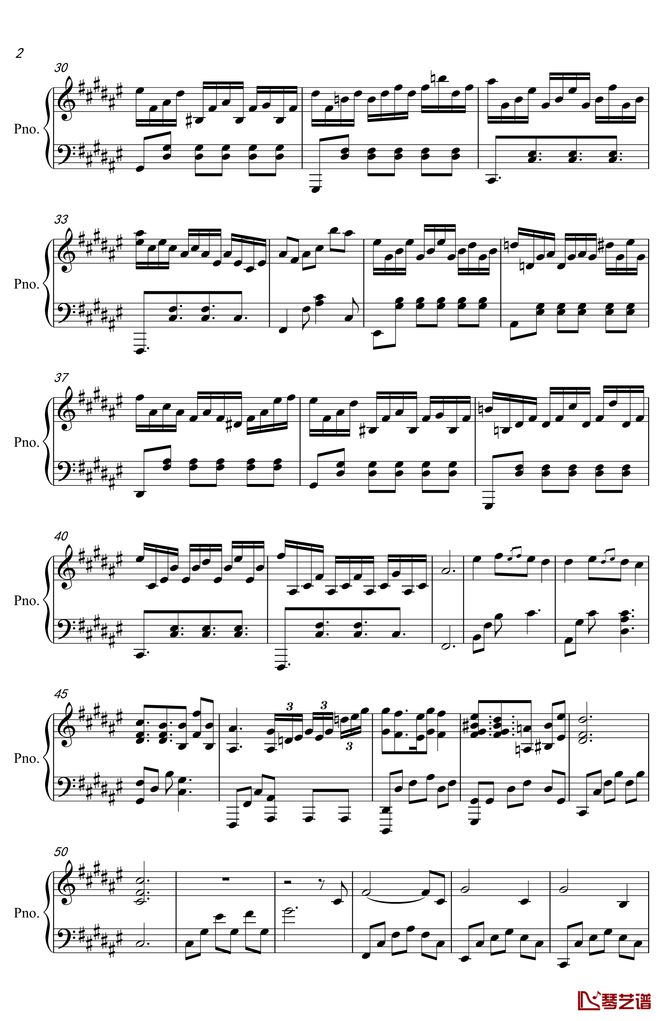 芬芳一生钢琴谱-完美独奏版-毛不易2