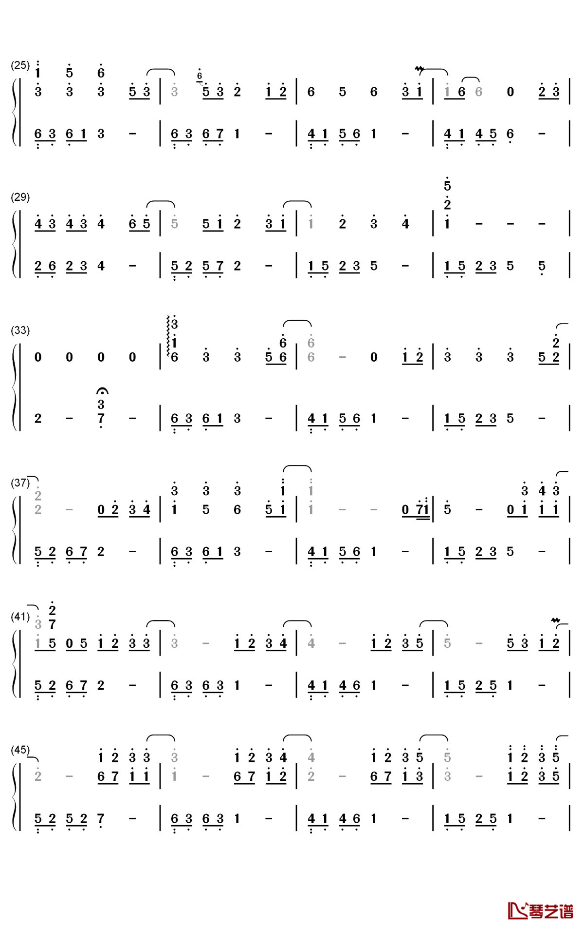 五月钢琴简谱-数字双手-M小冯哒2