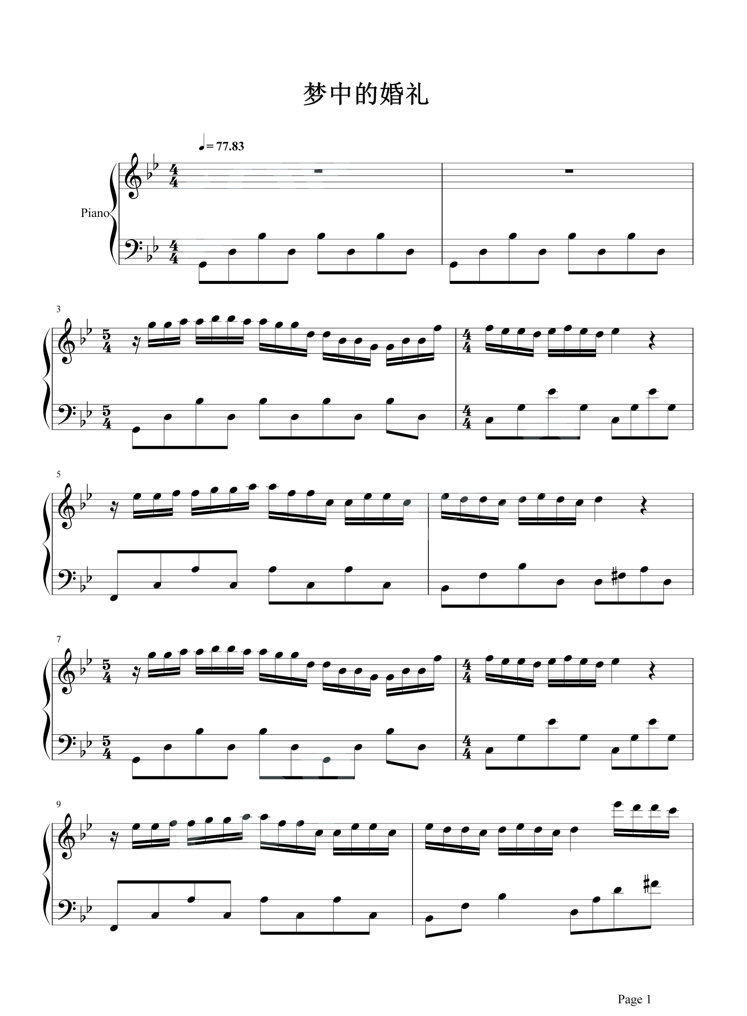 梦中的婚礼钢琴谱-理查德.克莱德曼-最美的乐章，背后隐逸着一个动人的故事1