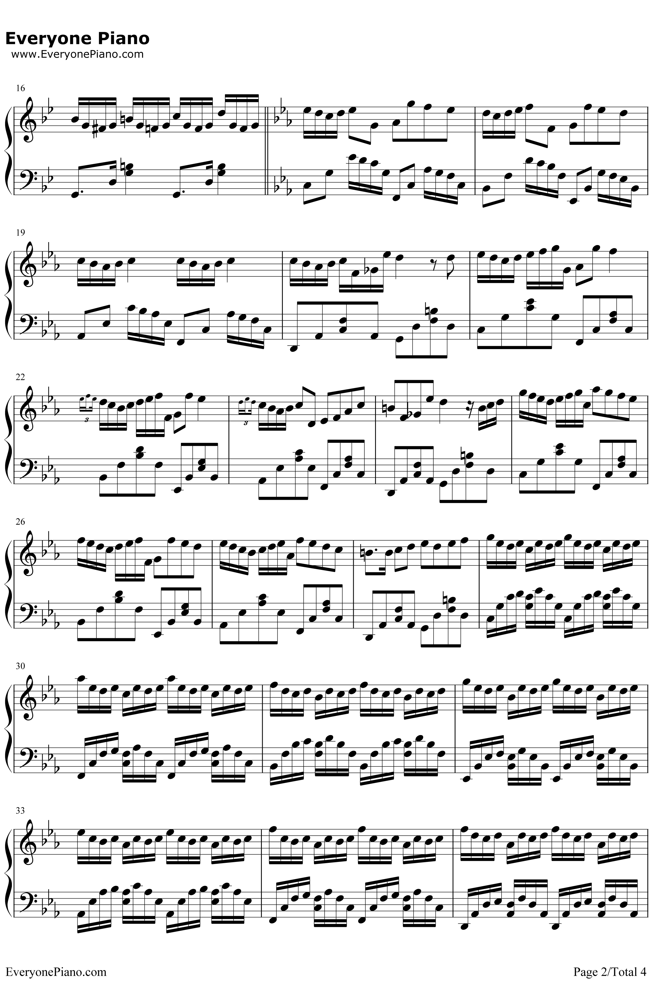 g小调的巴赫钢琴谱-巴赫-平均律变奏曲2