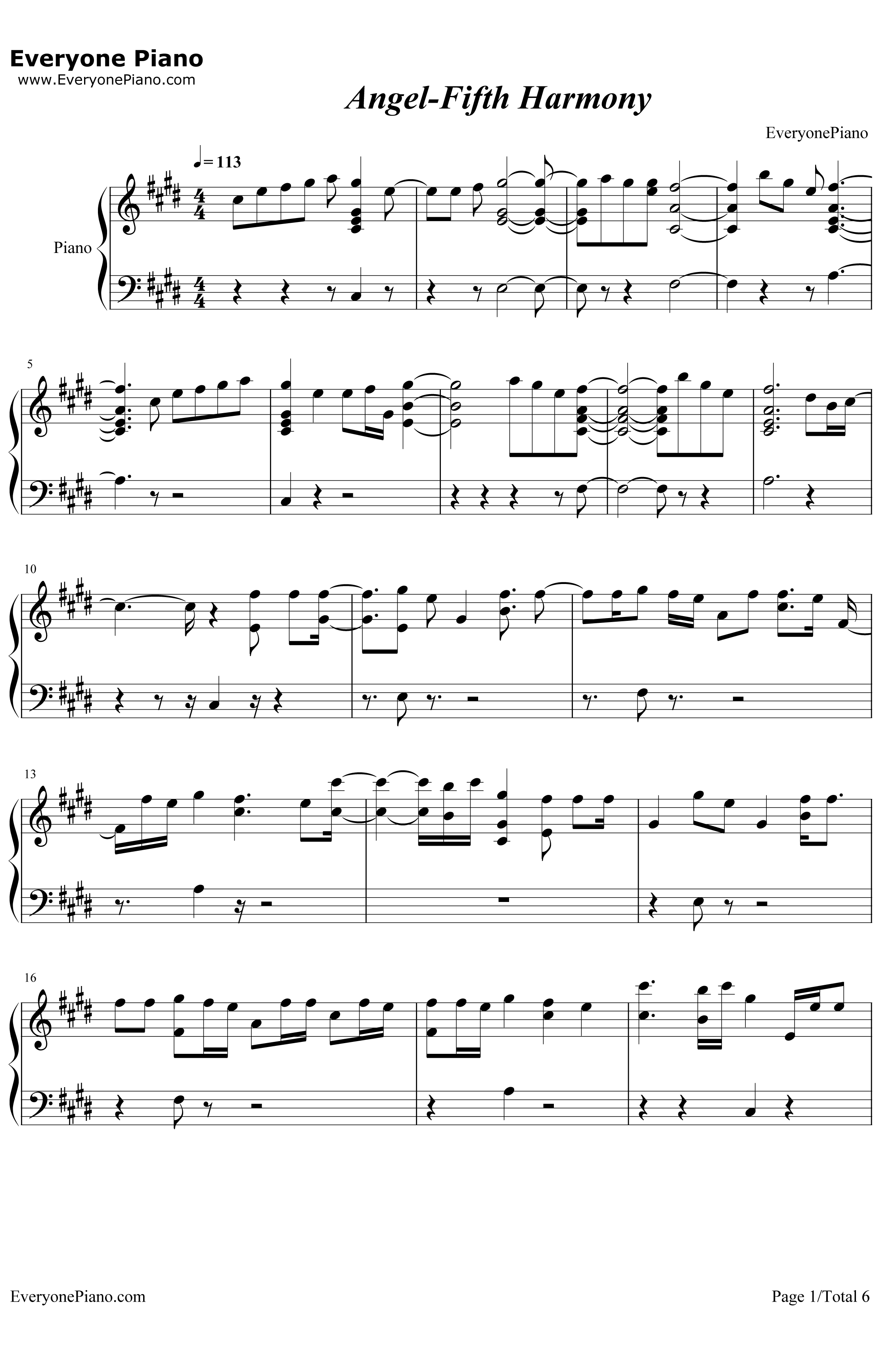 Angel钢琴谱-FifthHarmony1