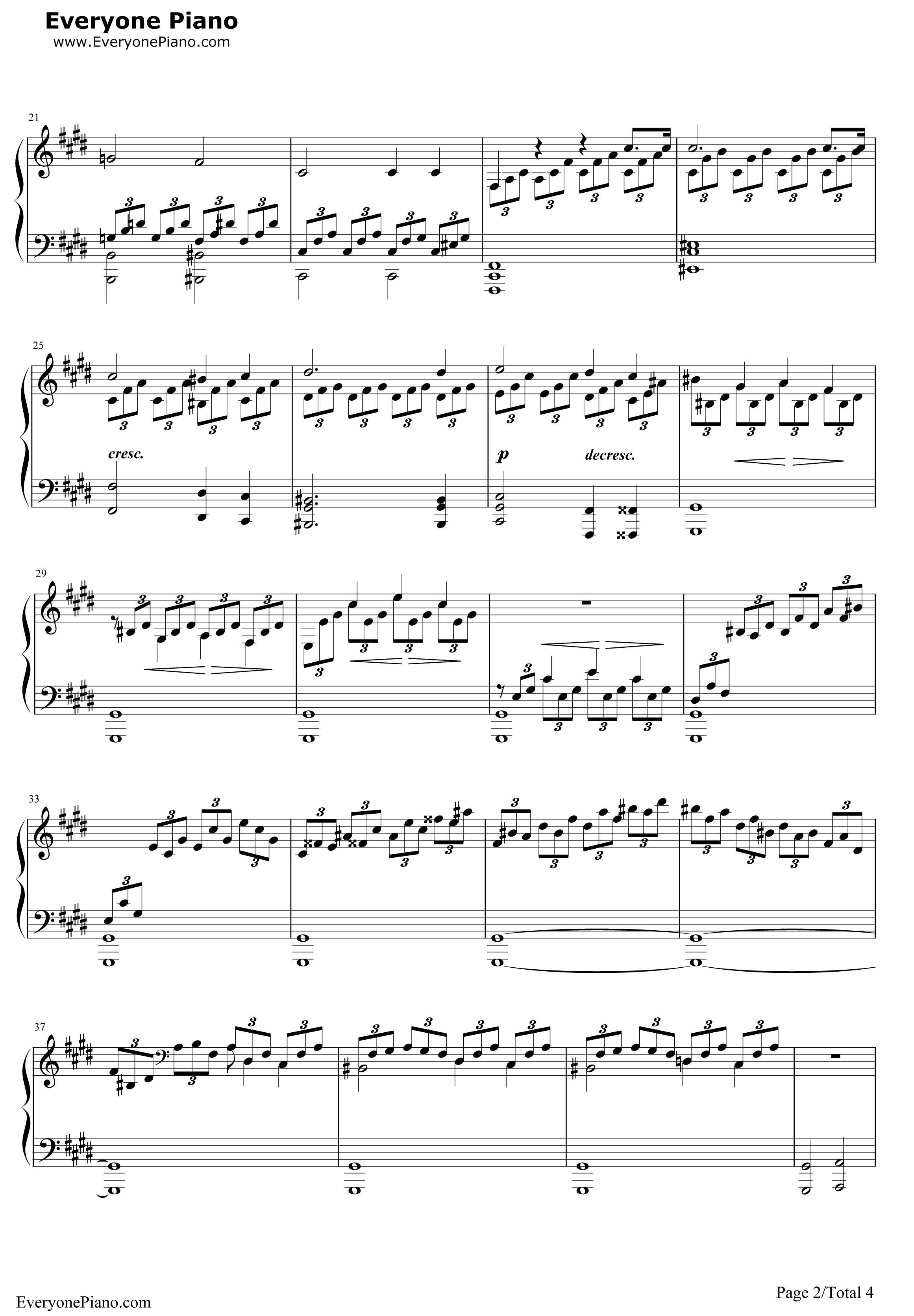 月光奏鸣曲钢琴谱-贝多芬-第一乐章2