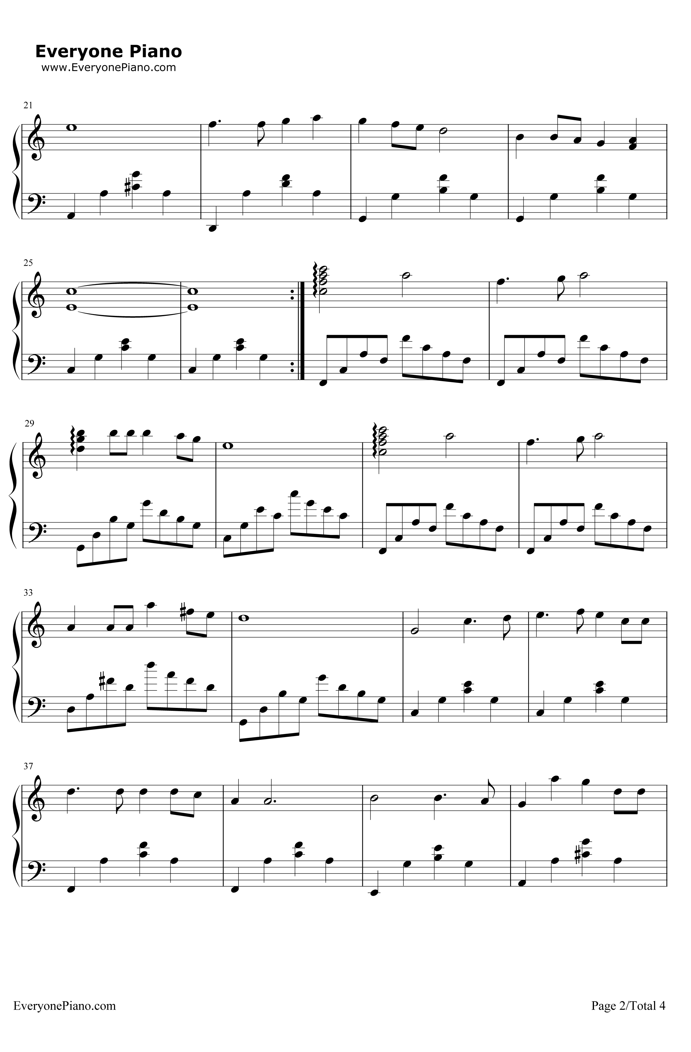 同一首歌钢琴谱-毛阿敏-同一首歌主题曲2