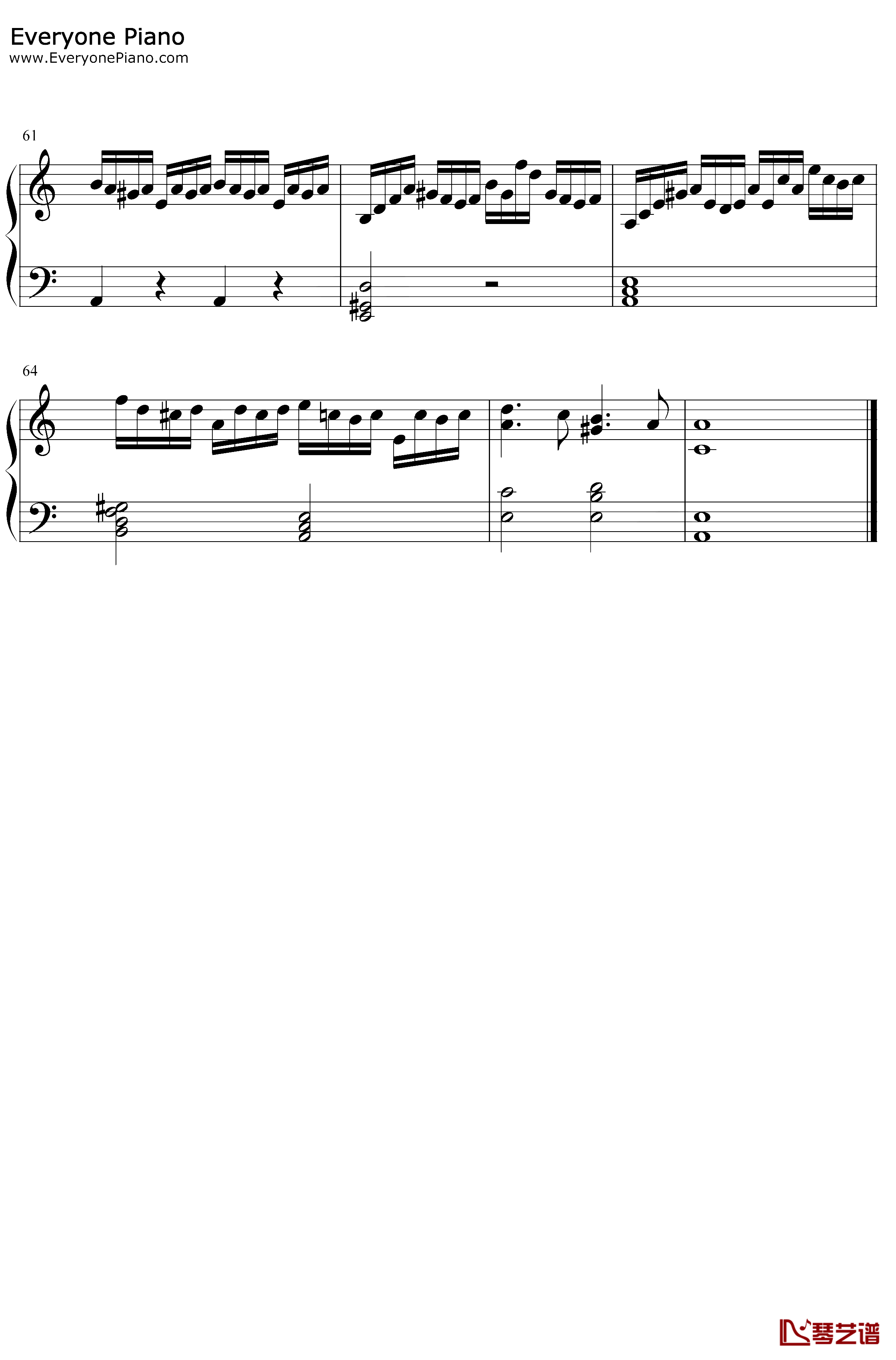 g小调巴赫钢琴谱-巴赫-C调简单版5