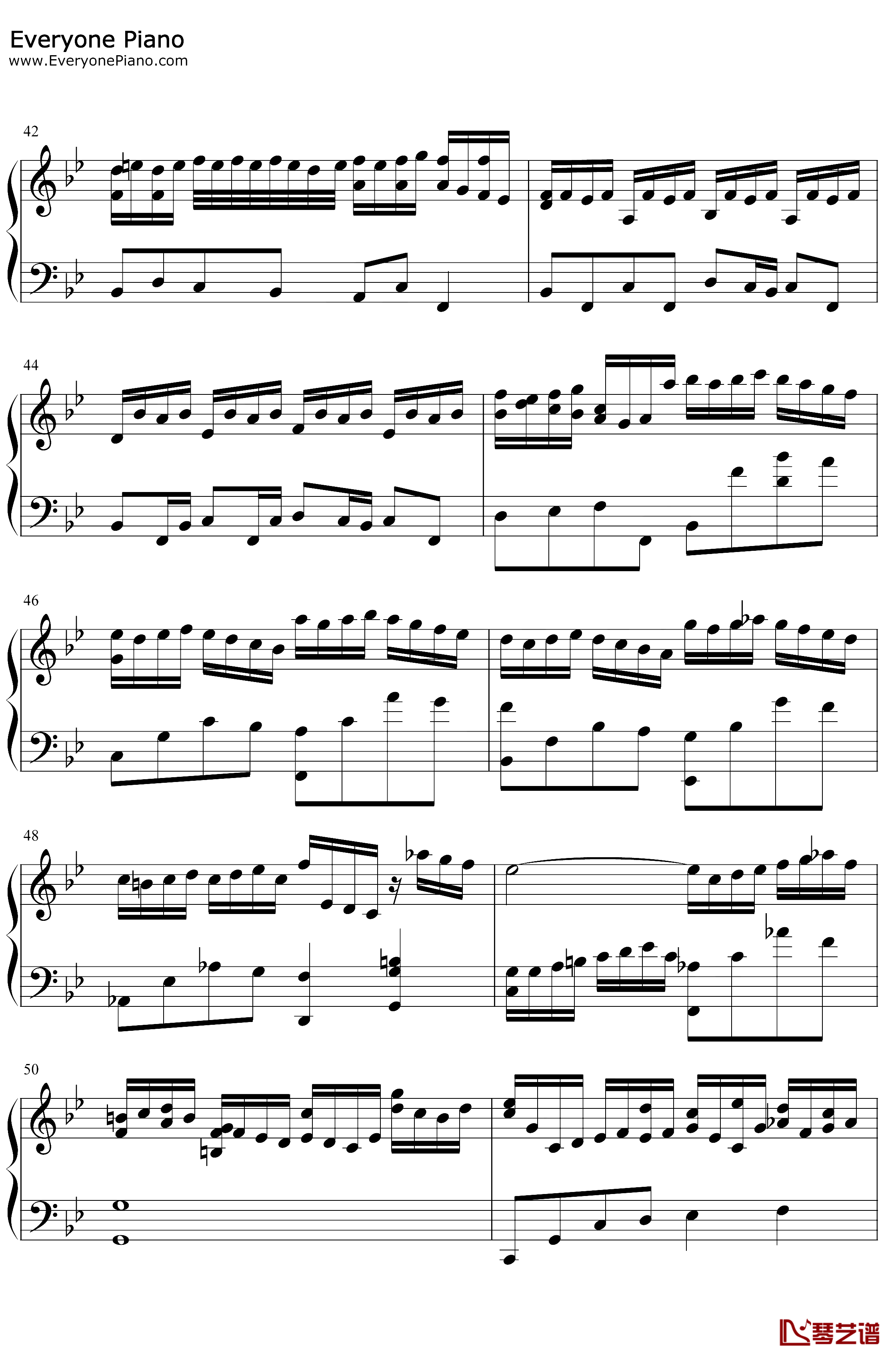 巴赫の赋格作品第578首钢琴谱-巴赫-巴赫の赋格作品第578首5