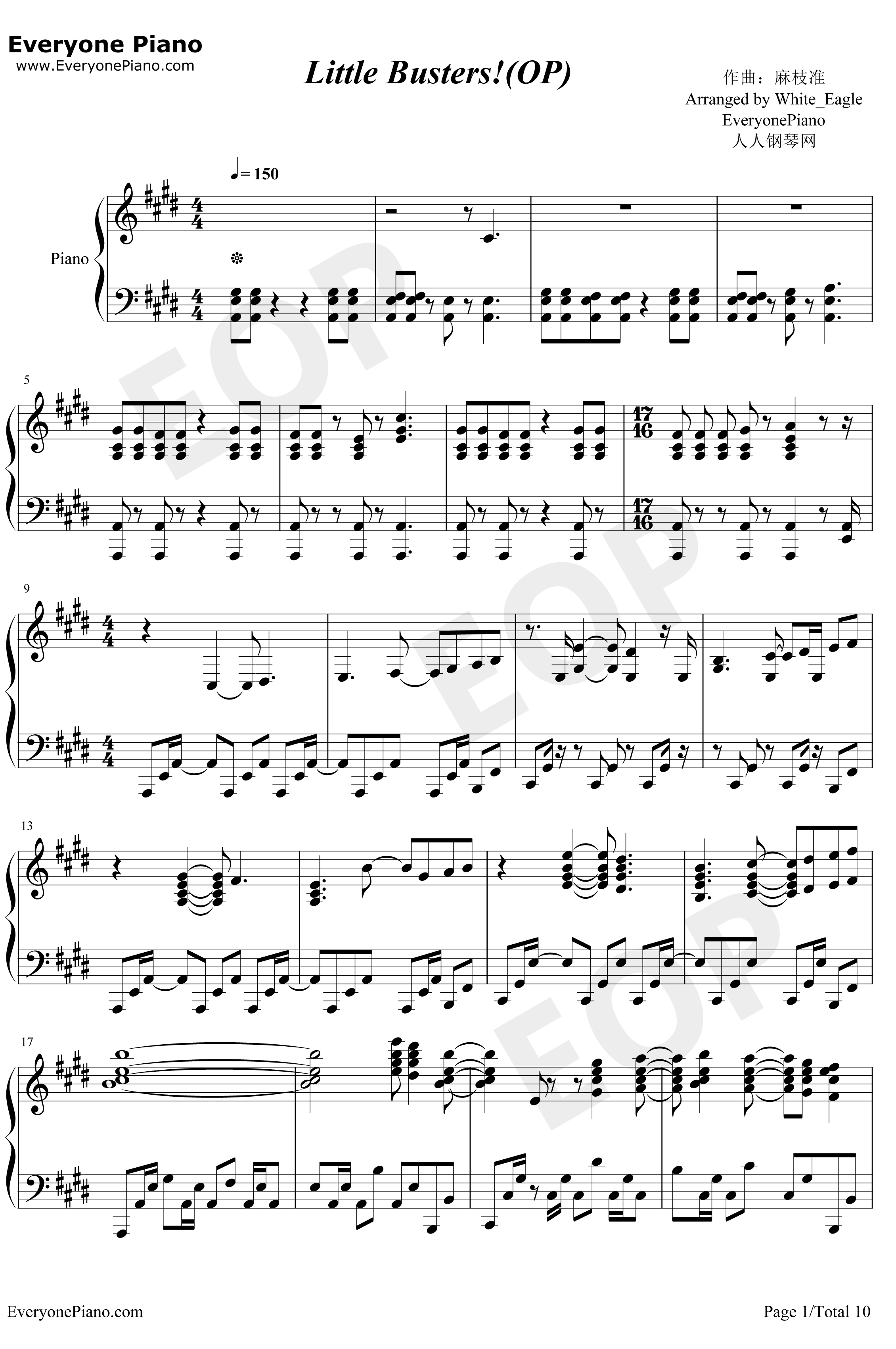 Little Busters钢琴谱-Rita-完整版1