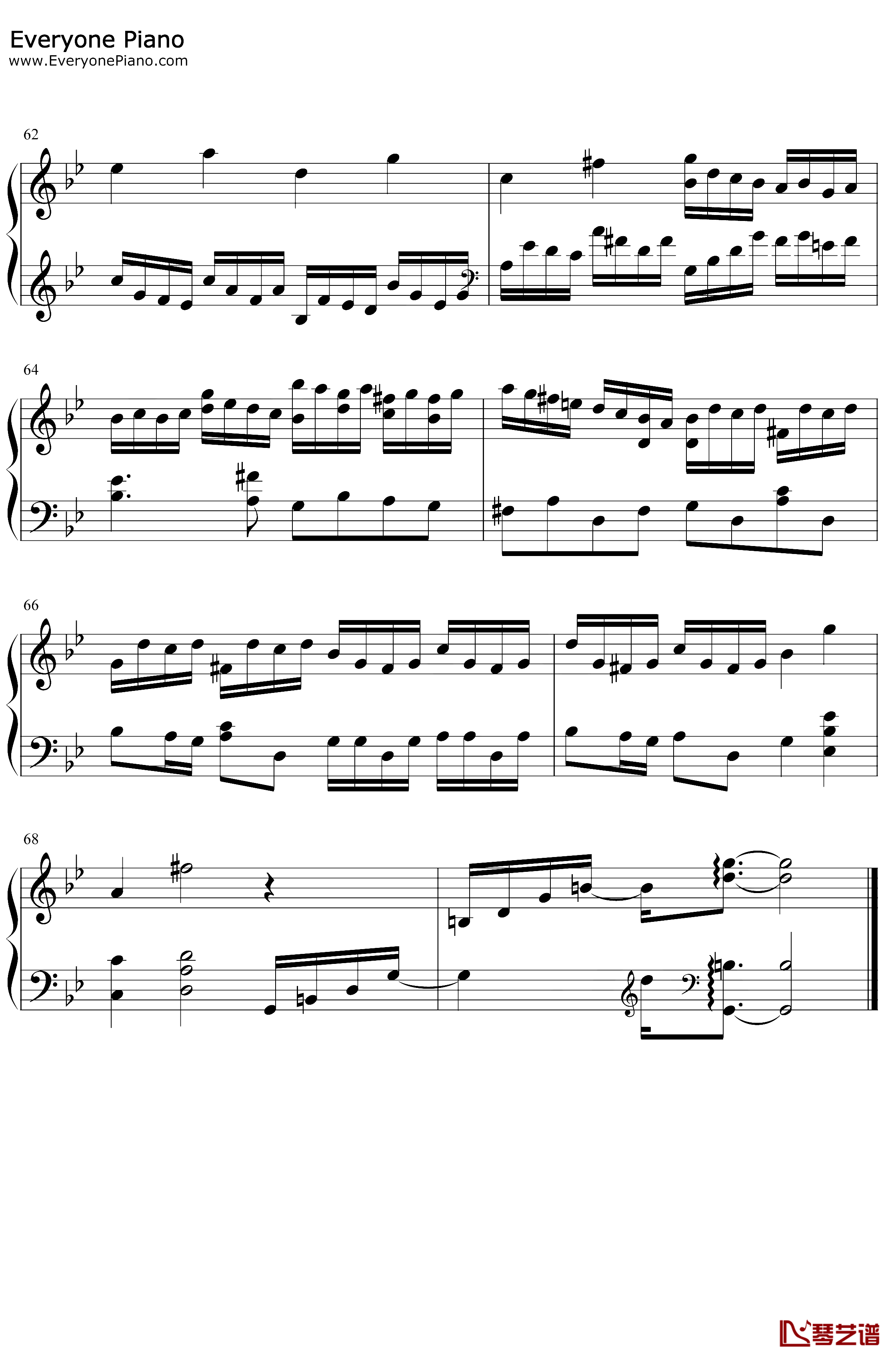 巴赫の赋格作品第578首钢琴谱-巴赫-巴赫の赋格作品第578首7
