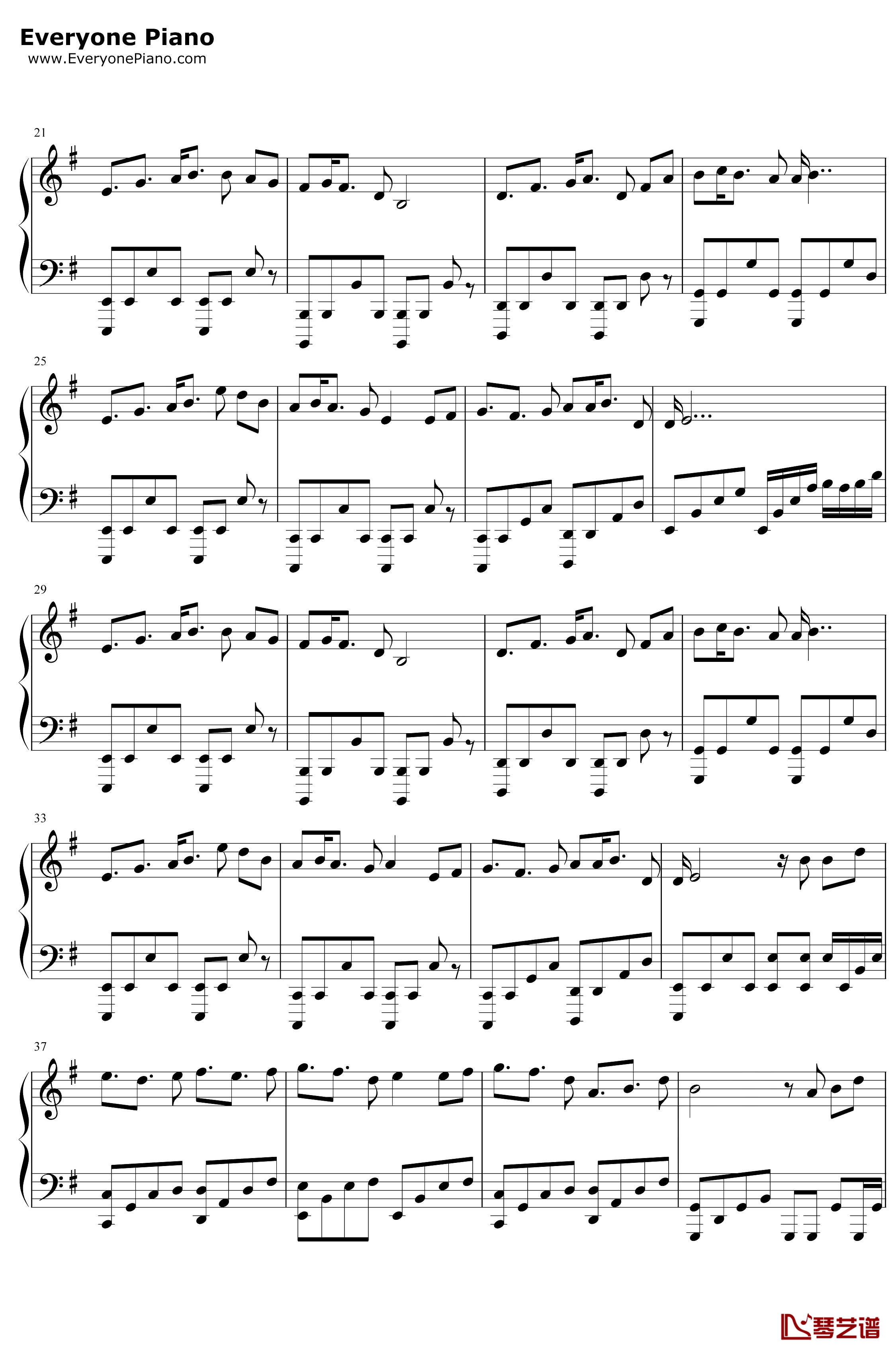 明月天涯钢琴谱-五音JW-古风歌曲中的江湖2